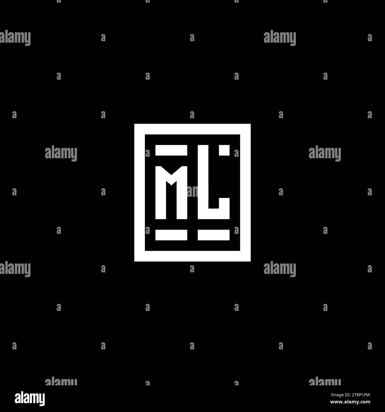 ML initial logo with square rectangular shape style design ideas Stock Vector
