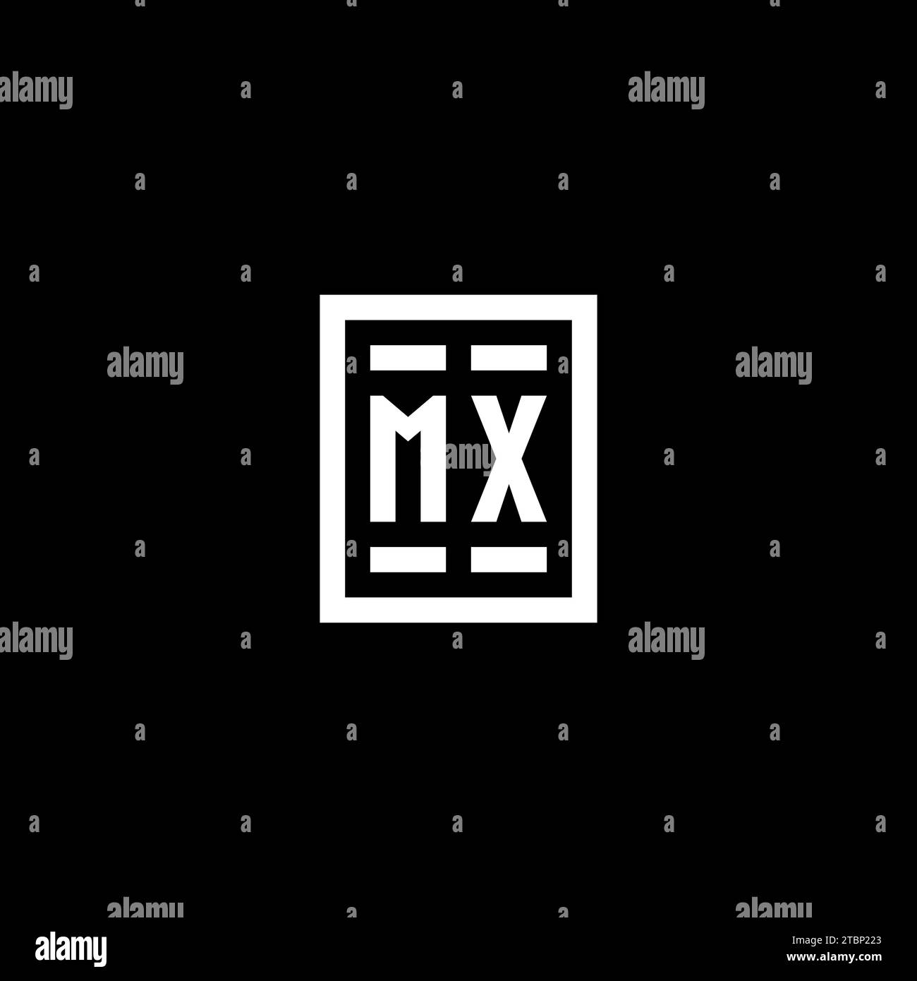 MX initial logo with square rectangular shape style design ideas Stock Vector