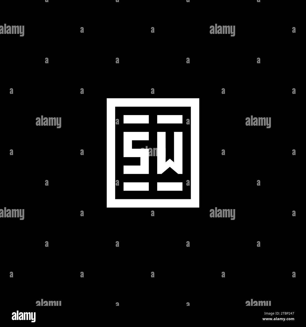 SW initial logo with square rectangular shape style design ideas Stock ...
