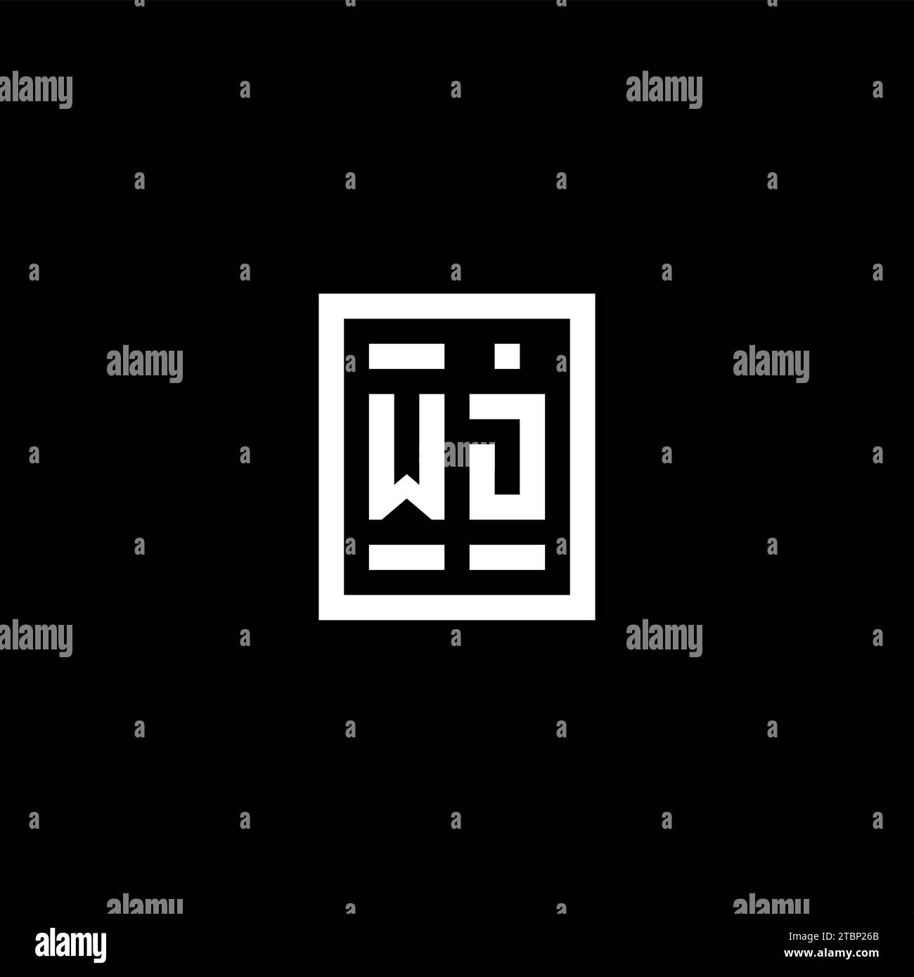 WJ initial logo with square rectangular shape style design ideas Stock Vector