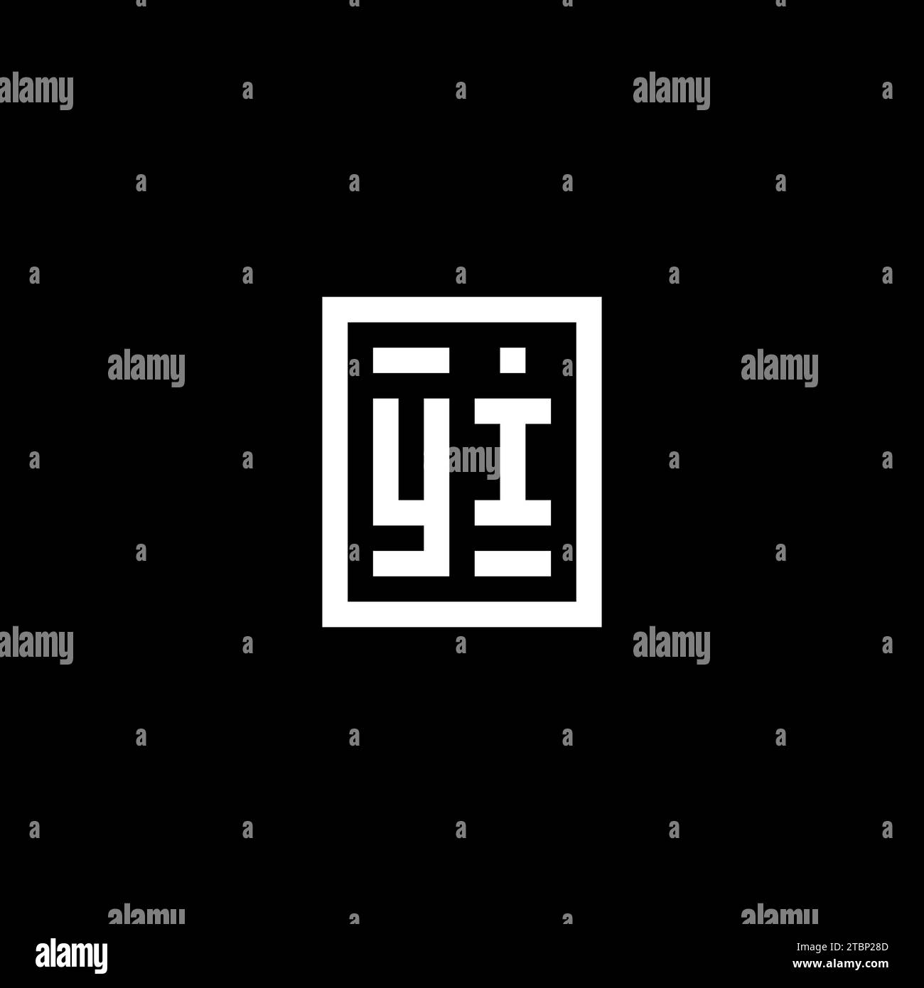 YI initial logo with square rectangular shape style design ideas Stock Vector