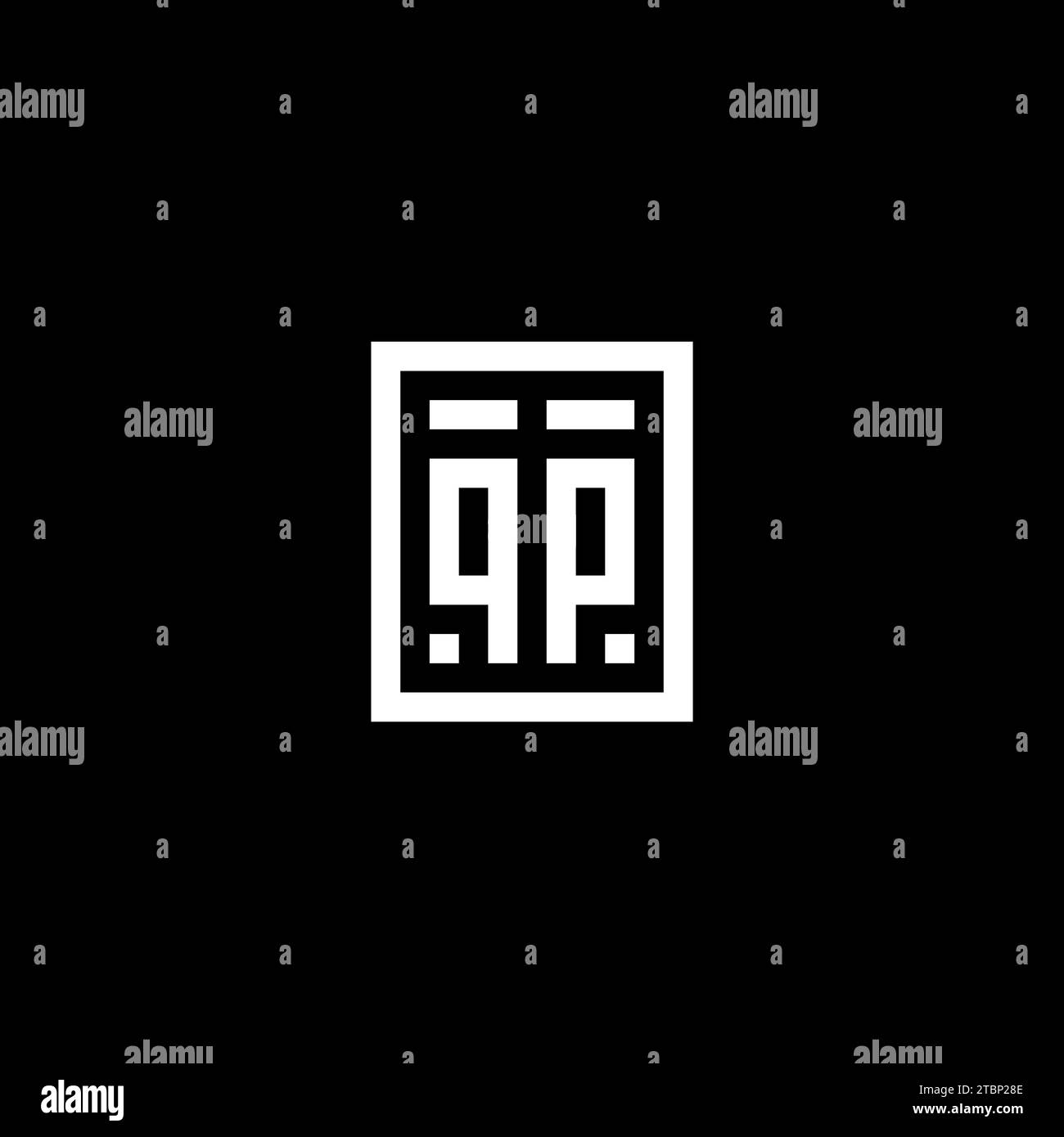 QP initial logo with square rectangular shape style design ideas Stock Vector