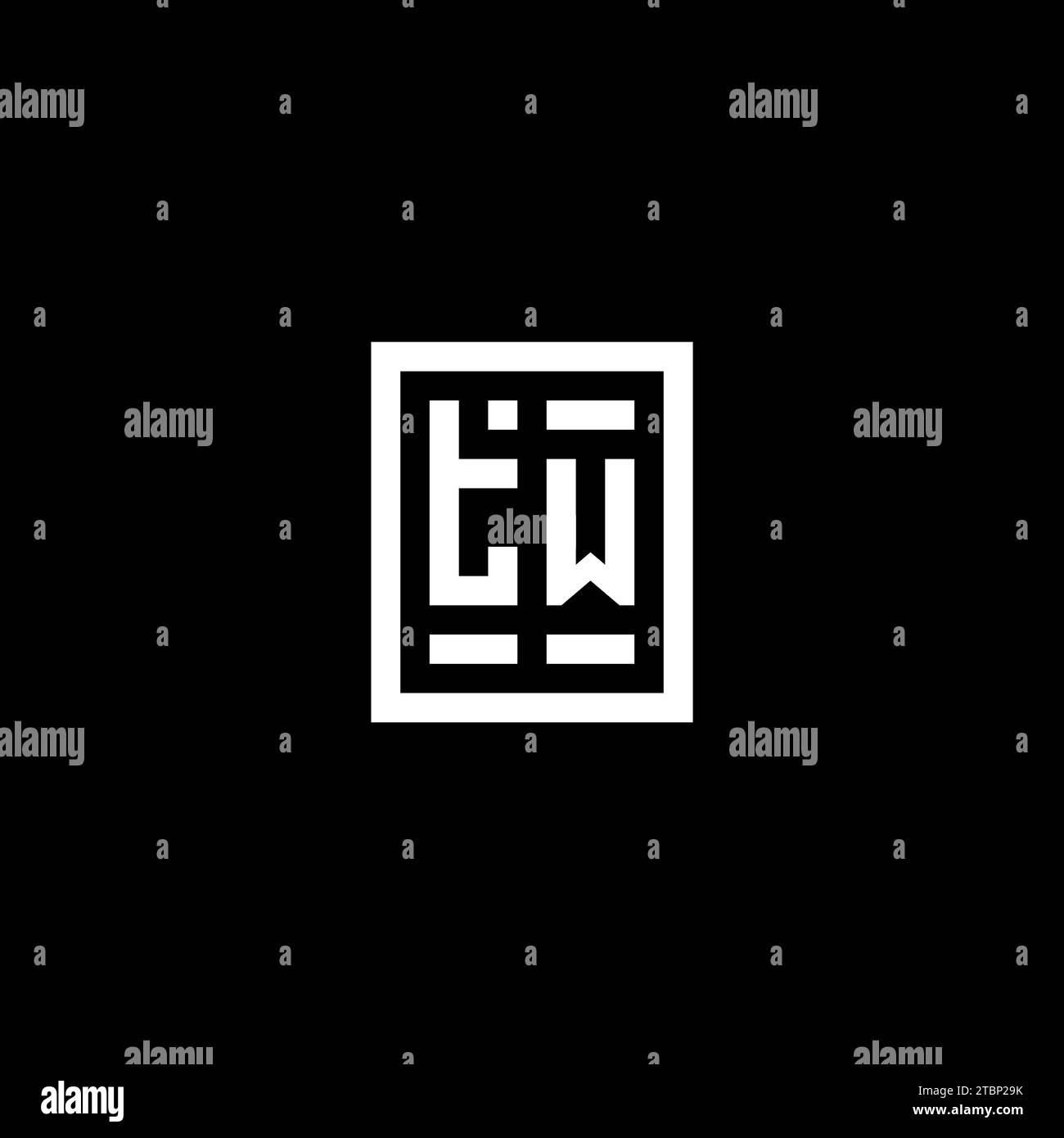 TW initial logo with square rectangular shape style design ideas Stock Vector