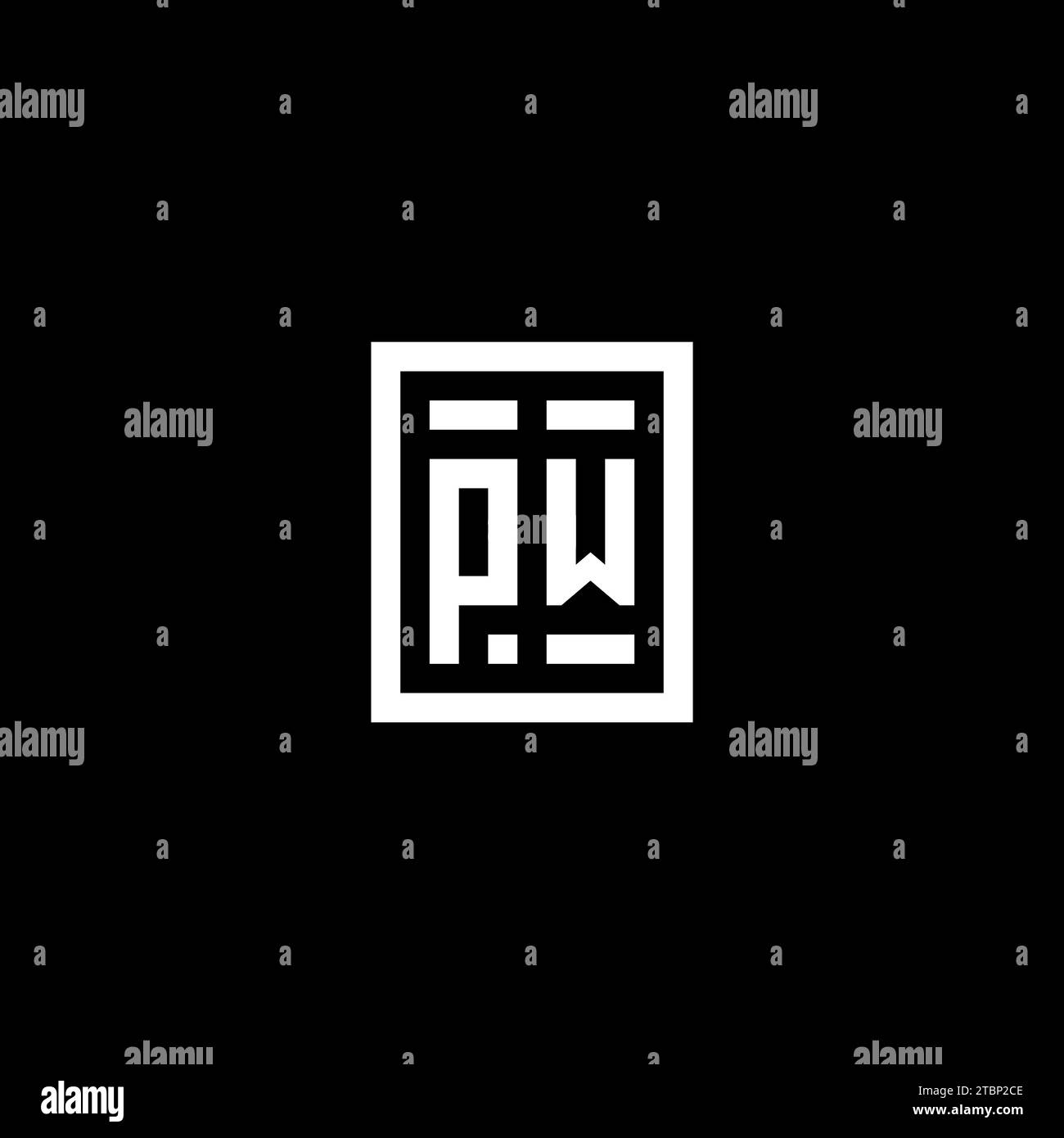 PW initial logo with square rectangular shape style design ideas Stock Vector