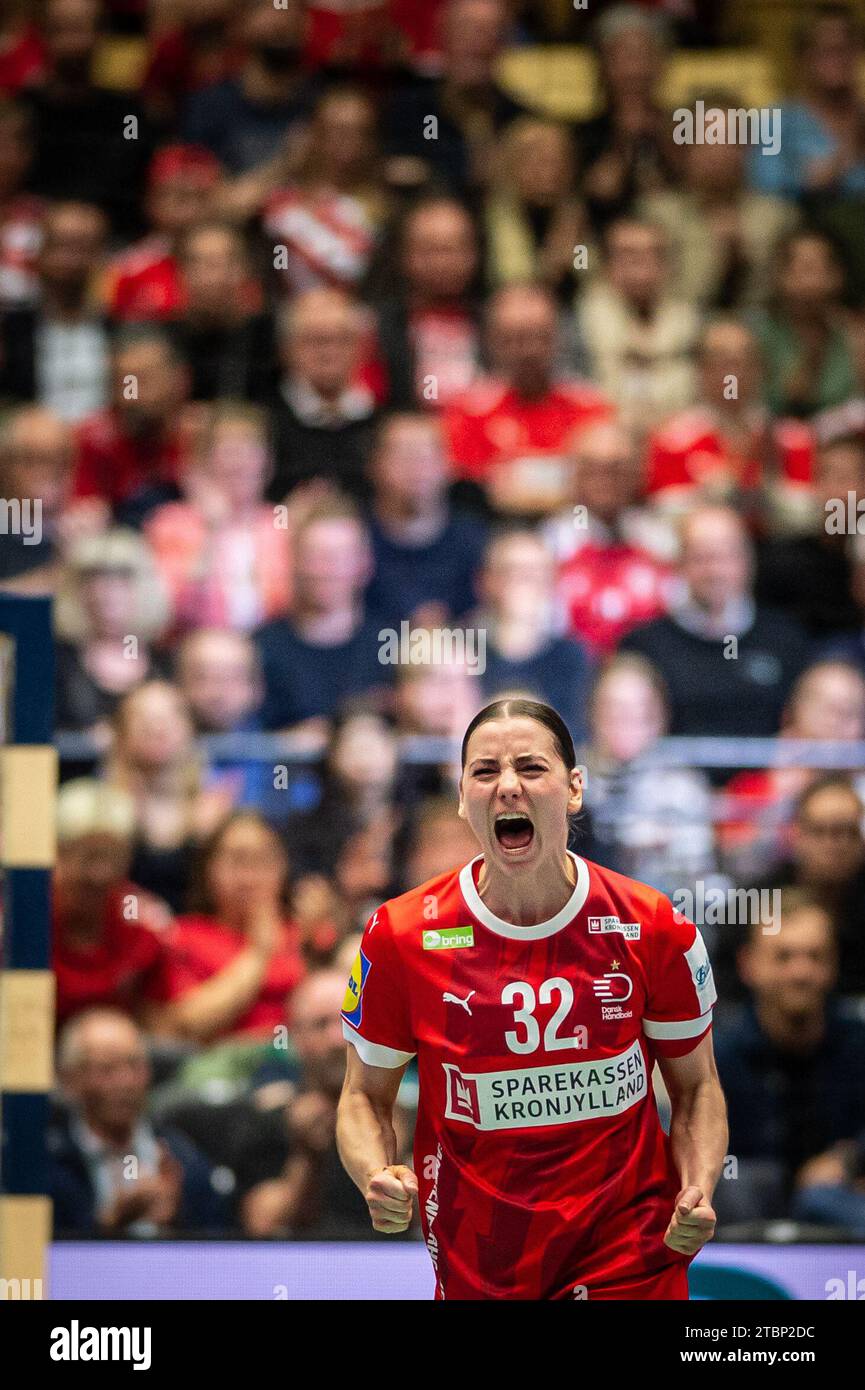 Herning, Denmark. 07th Dec, 2023. Mie Hojlund (32) of Denmark seen