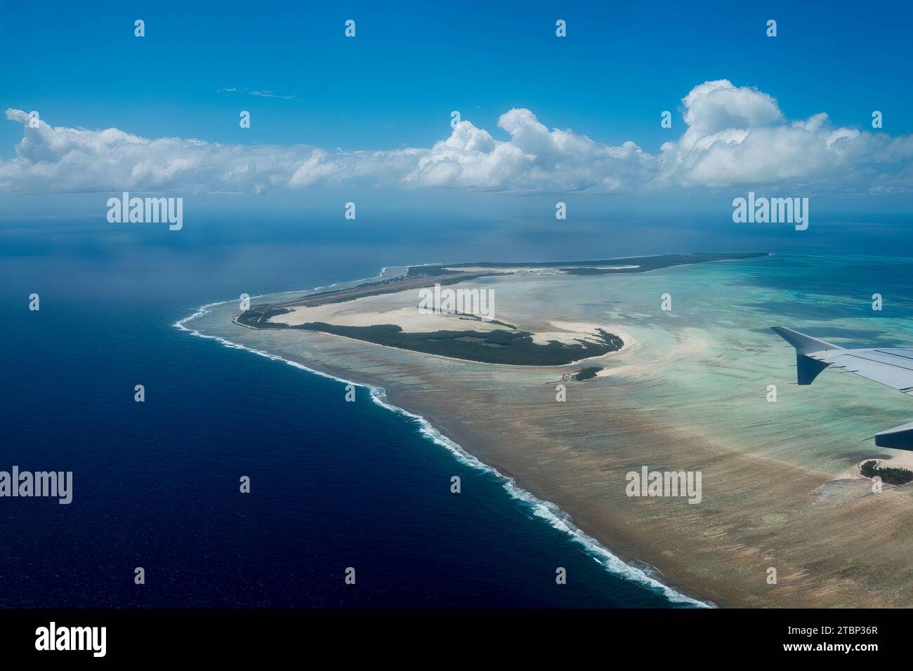 Scenic aerial view of Cocos (Keeling) Islands in the Indian Ocean, Australia Stock Photo