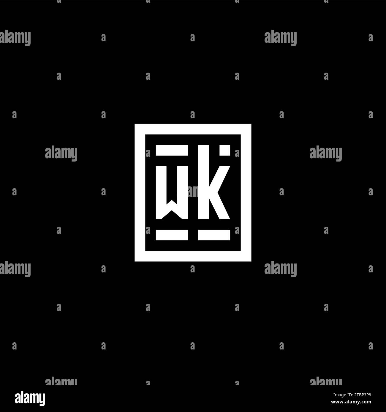 WK initial logo with square rectangular shape style design ideas Stock Vector