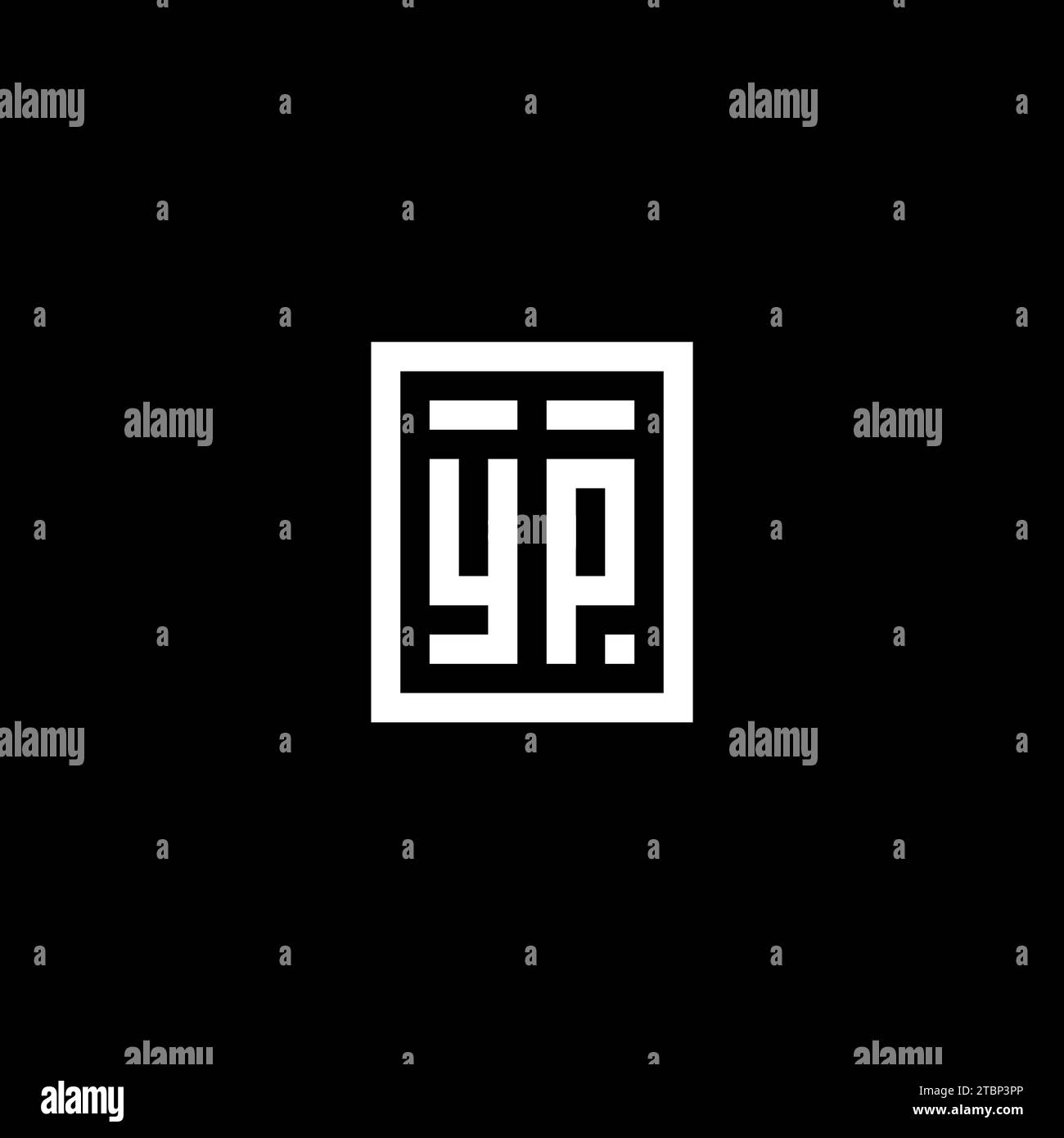 YP initial logo with square rectangular shape style design ideas Stock Vector