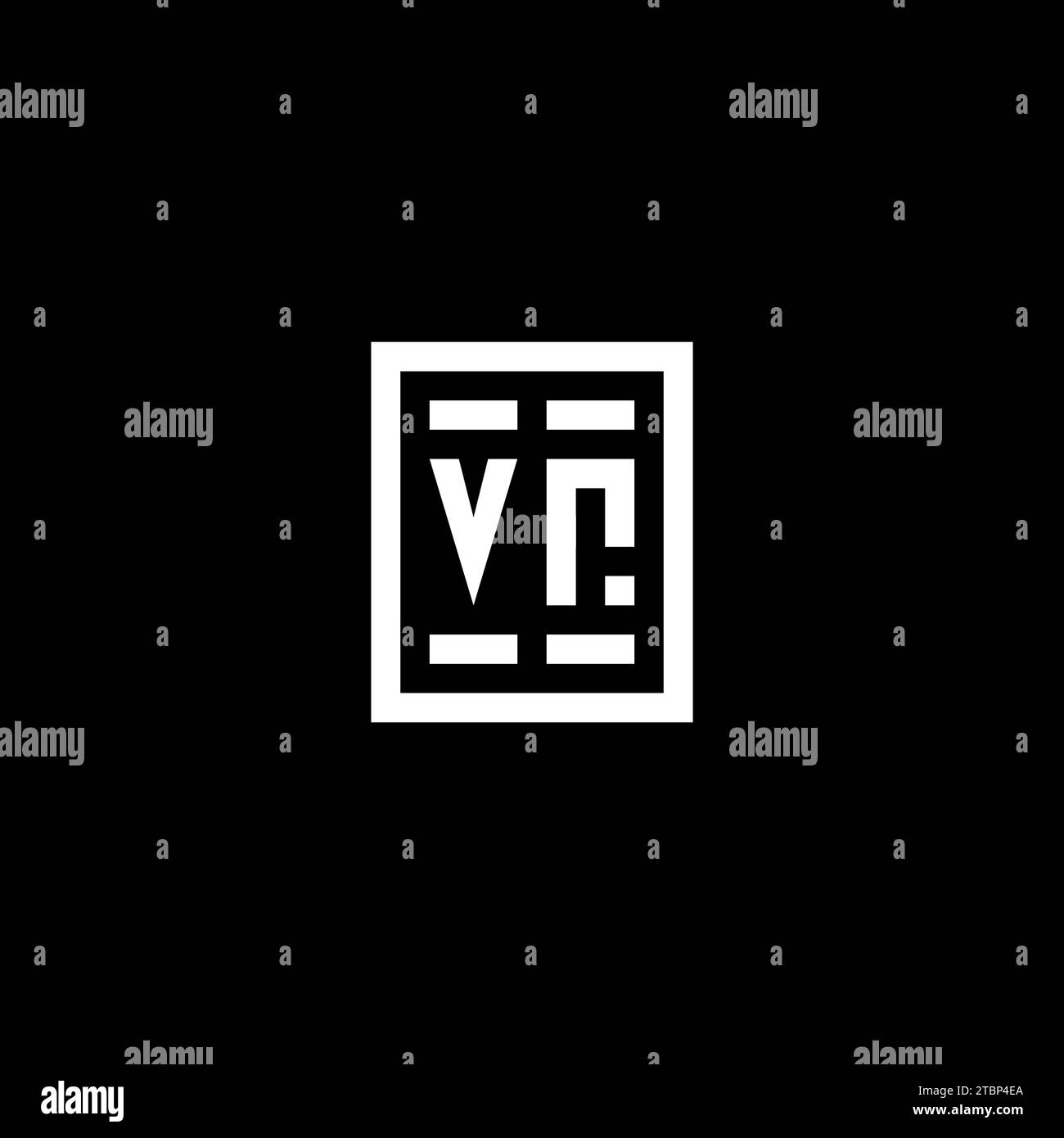 VR initial logo with square rectangular shape style design ideas Stock Vector