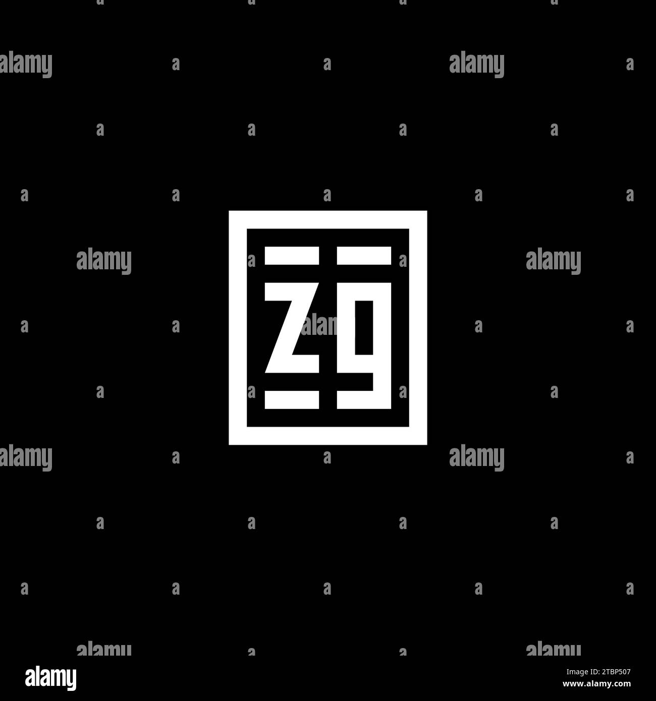 ZG initial logo with square rectangular shape style design ideas Stock Vector