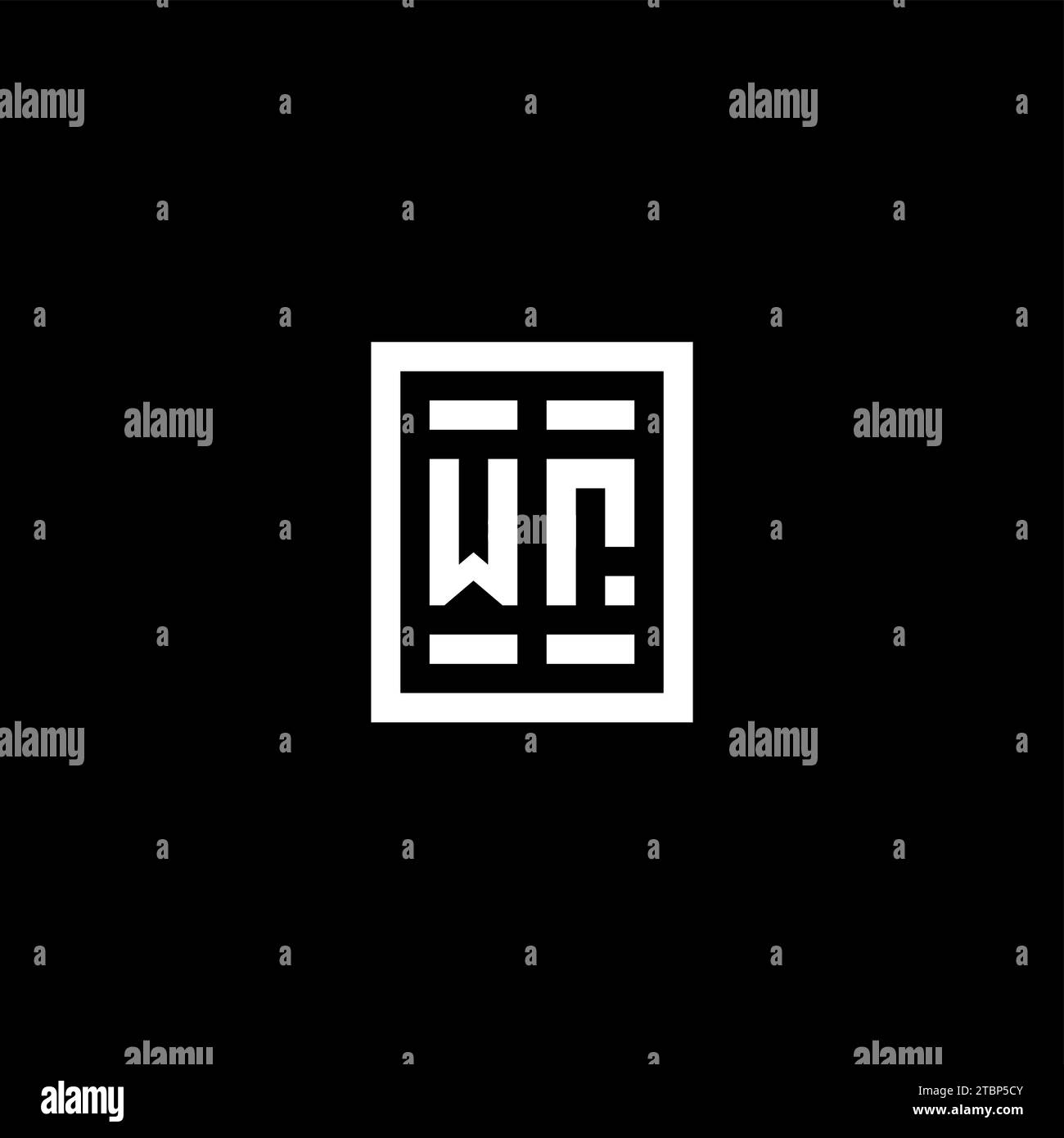 WR initial logo with square rectangular shape style design ideas Stock Vector