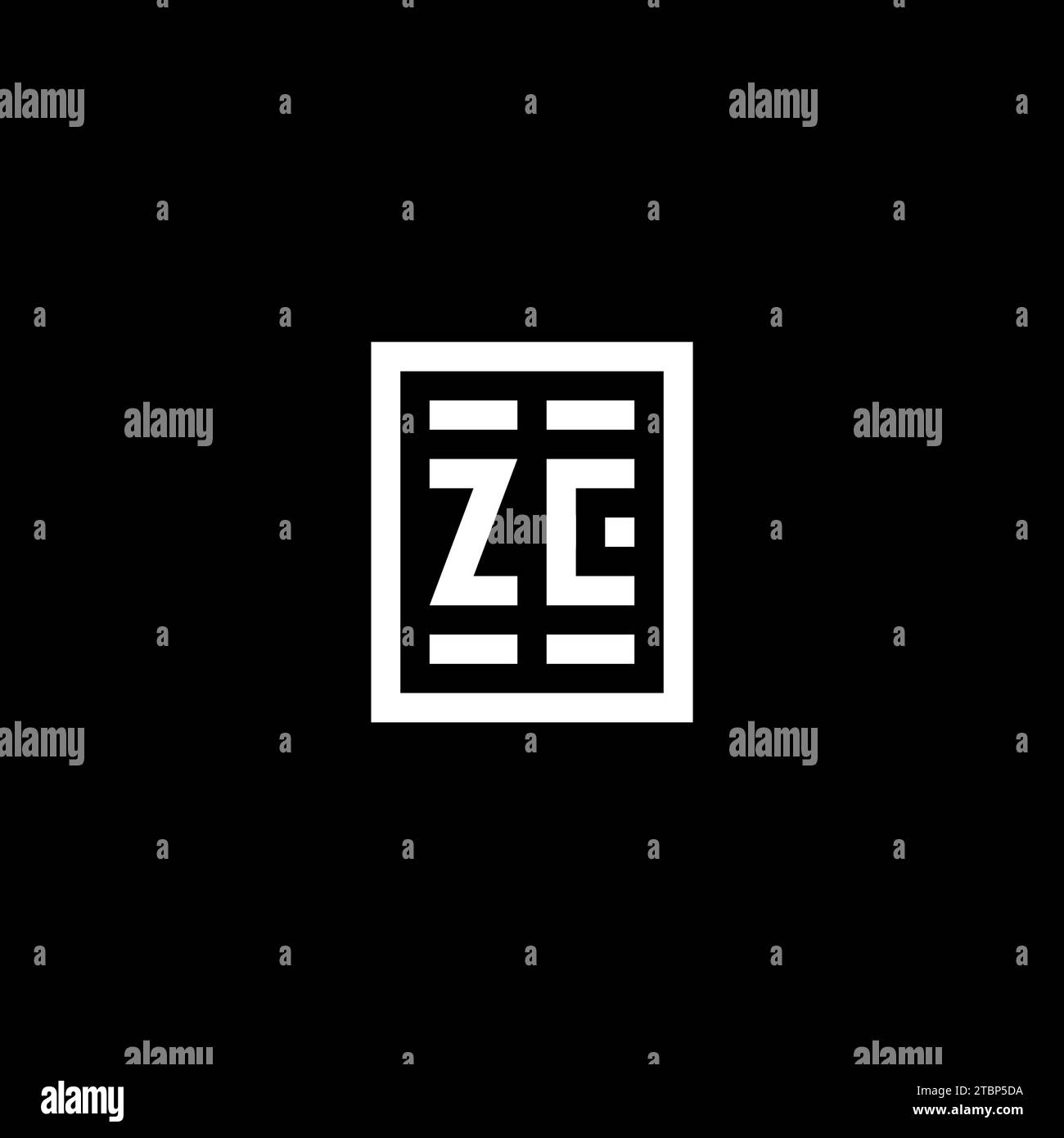 ZC initial logo with square rectangular shape style design ideas Stock ...