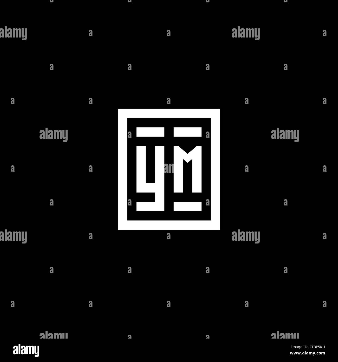 YM initial logo with square rectangular shape style design ideas Stock Vector