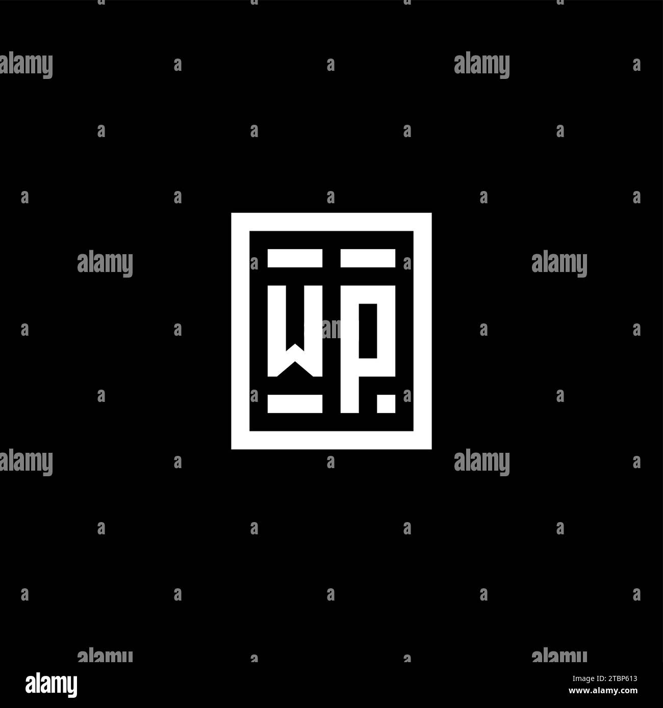 WP initial logo with square rectangular shape style design ideas Stock Vector