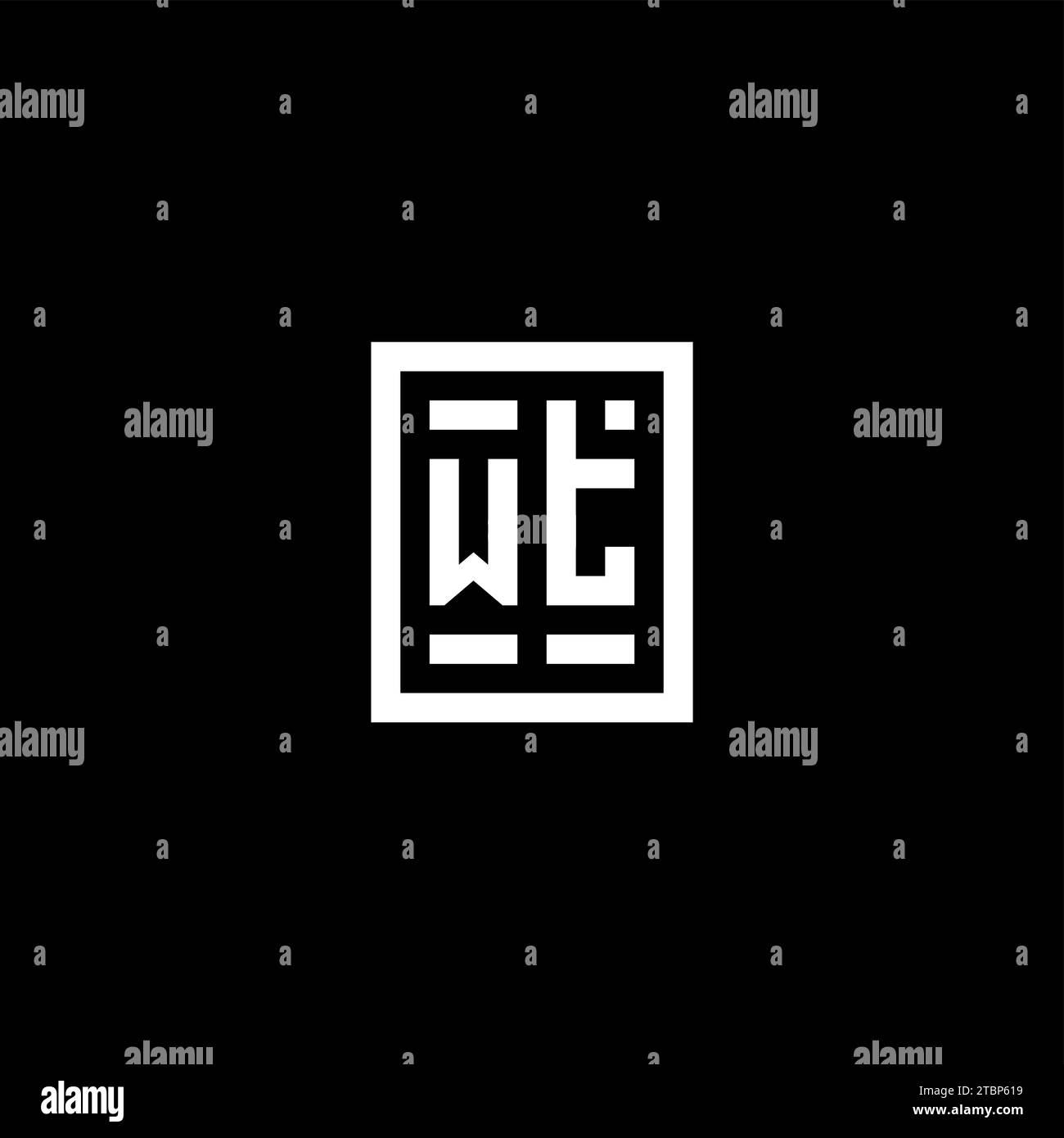 WT initial logo with square rectangular shape style design ideas Stock Vector