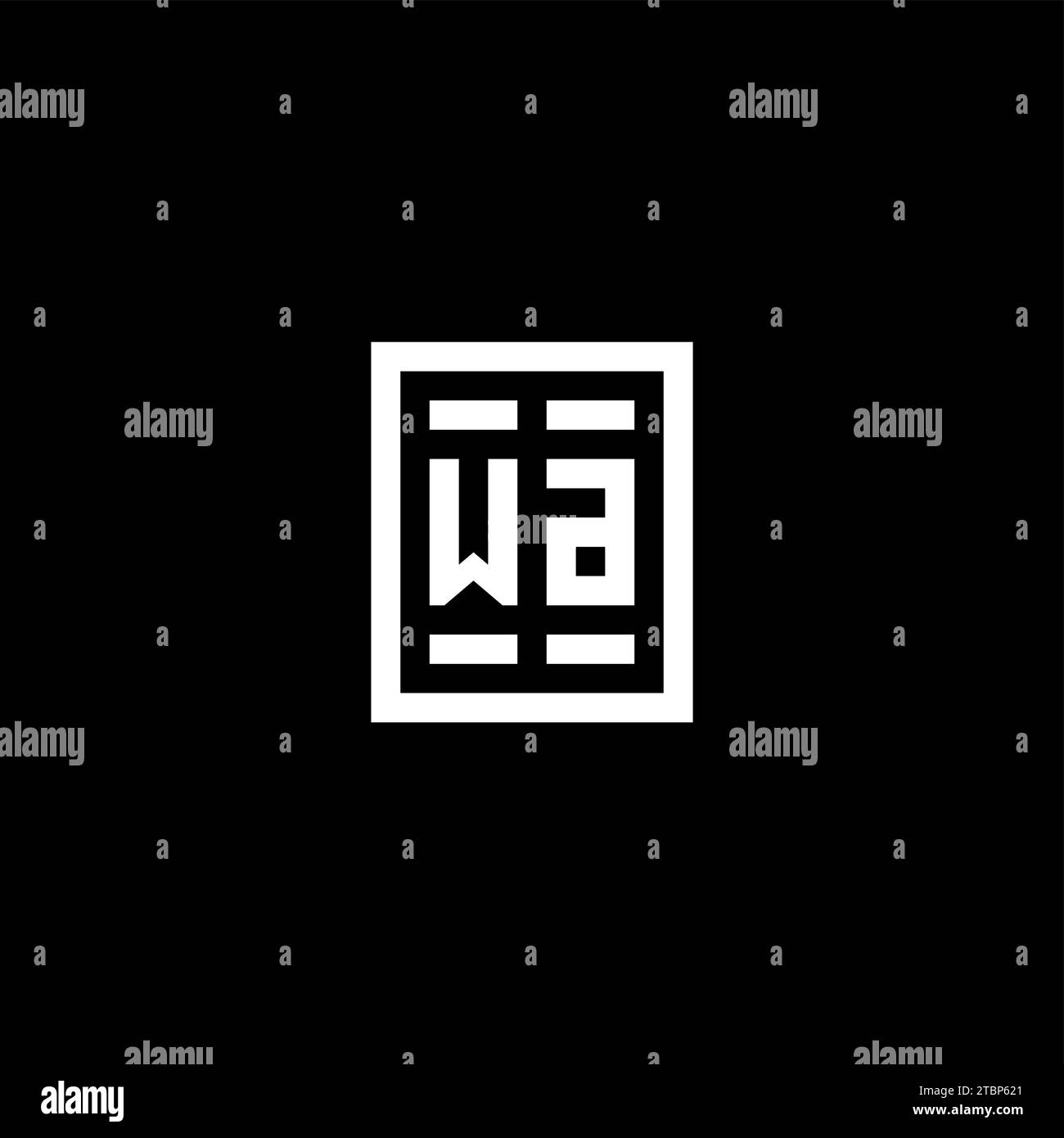 WA initial logo with square rectangular shape style design ideas Stock Vector