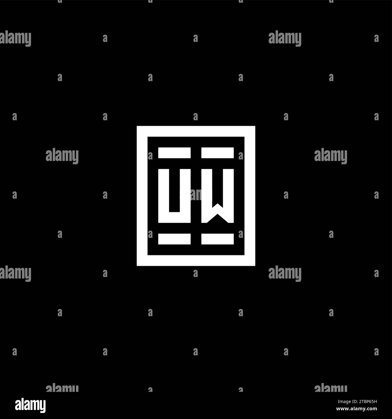UW initial logo with square rectangular shape style design ideas Stock Vector
