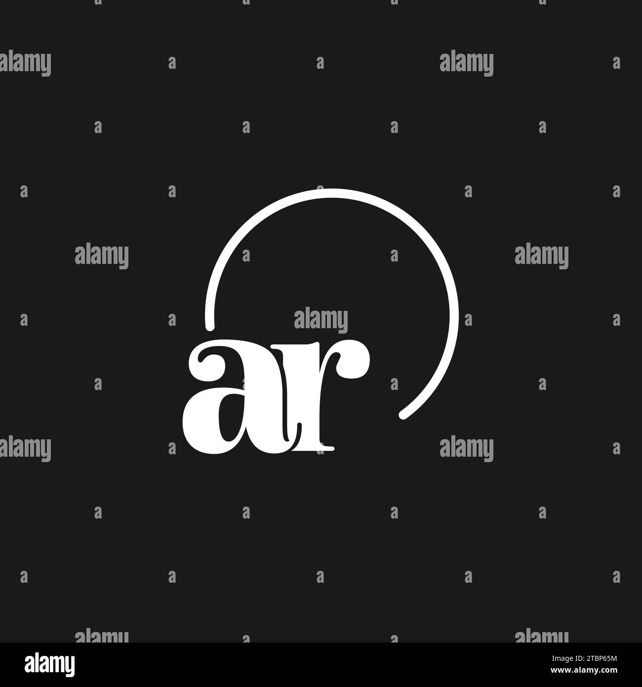 AR logo initials monogram with circular lines, minimalist and clean logo design, simple but classy style vector graphic Stock Vector