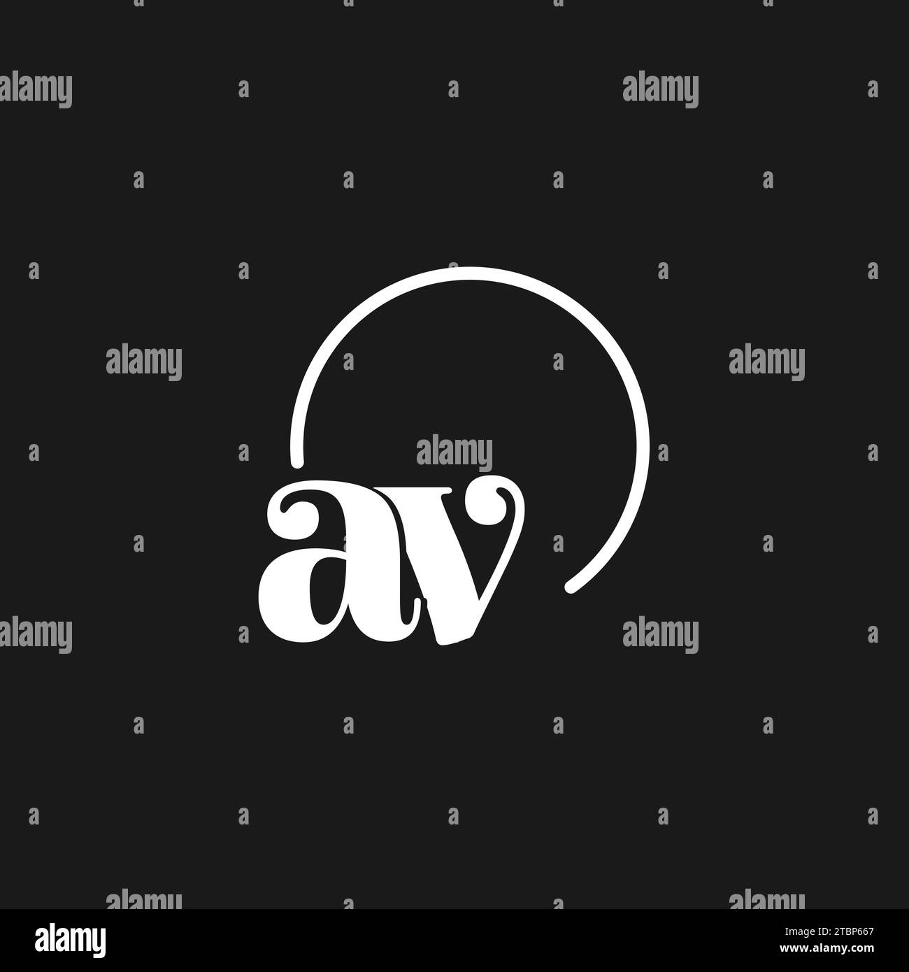 AV logo initials monogram with circular lines, minimalist and clean logo design, simple but classy style vector graphic Stock Vector