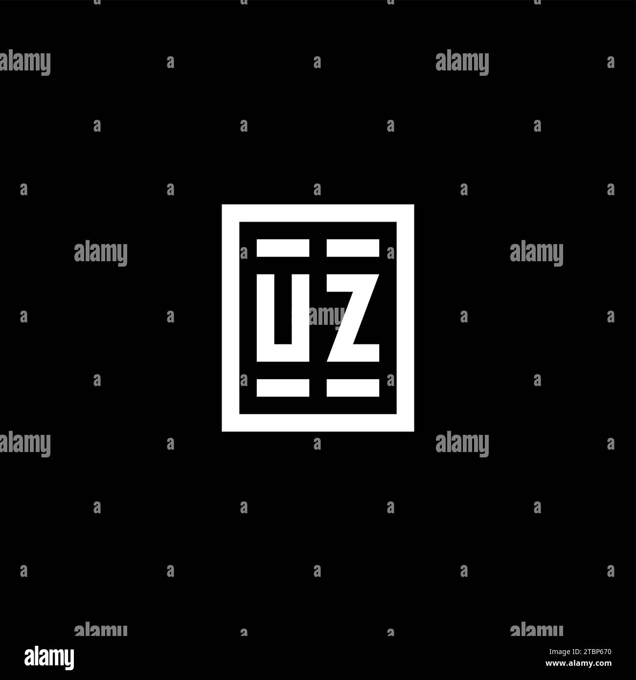 UZ initial logo with square rectangular shape style design ideas Stock Vector