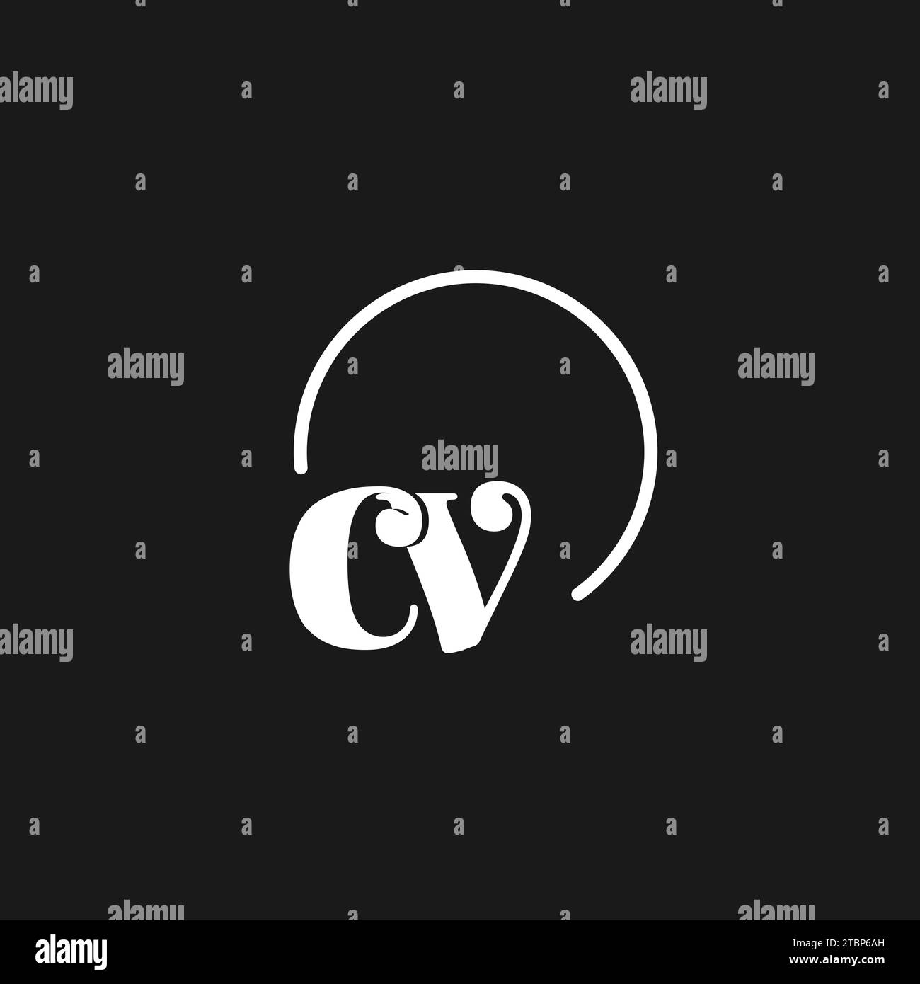 CV logo initials monogram with circular lines, minimalist and clean logo design, simple but classy style vector graphic Stock Vector