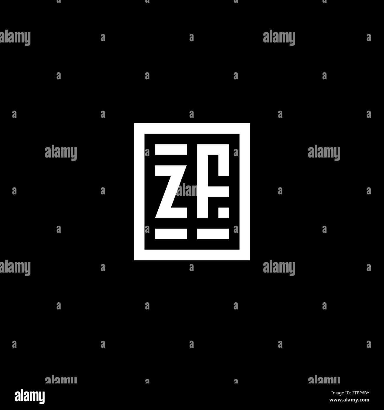 ZF initial logo with square rectangular shape style design ideas Stock ...
