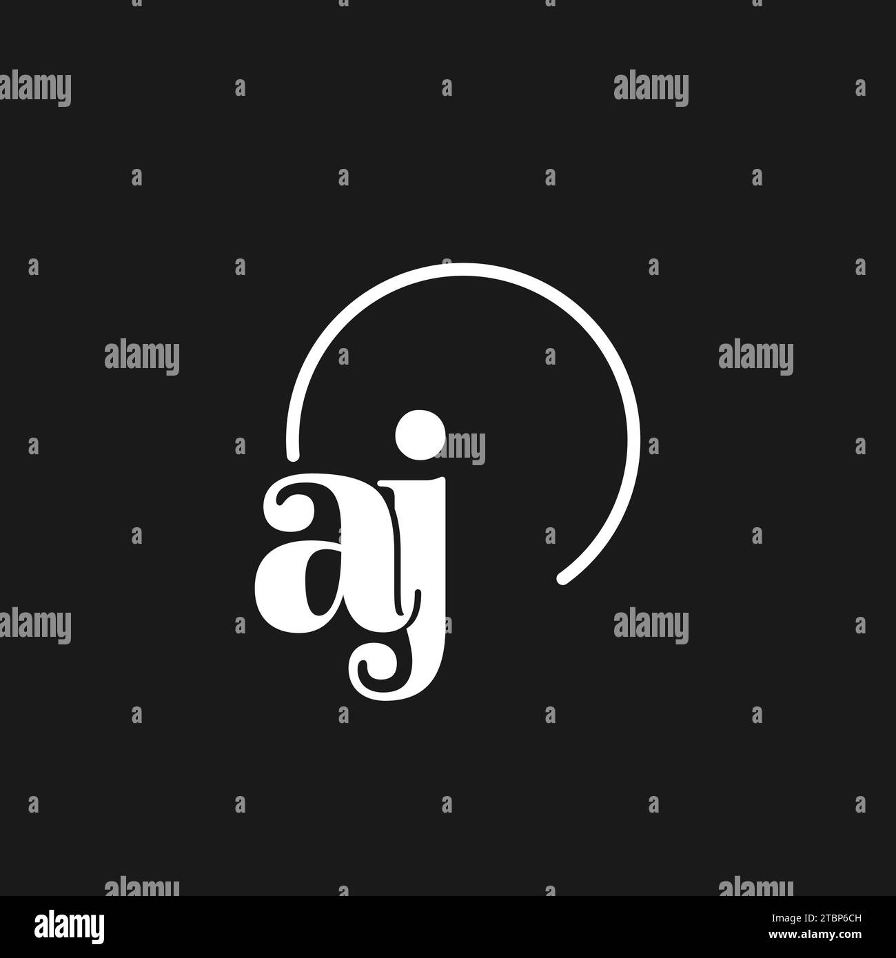 AJ logo initials monogram with circular lines, minimalist and clean ...