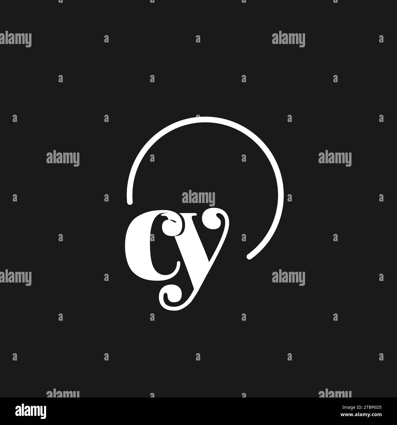CY logo initials monogram with circular lines, minimalist and clean ...