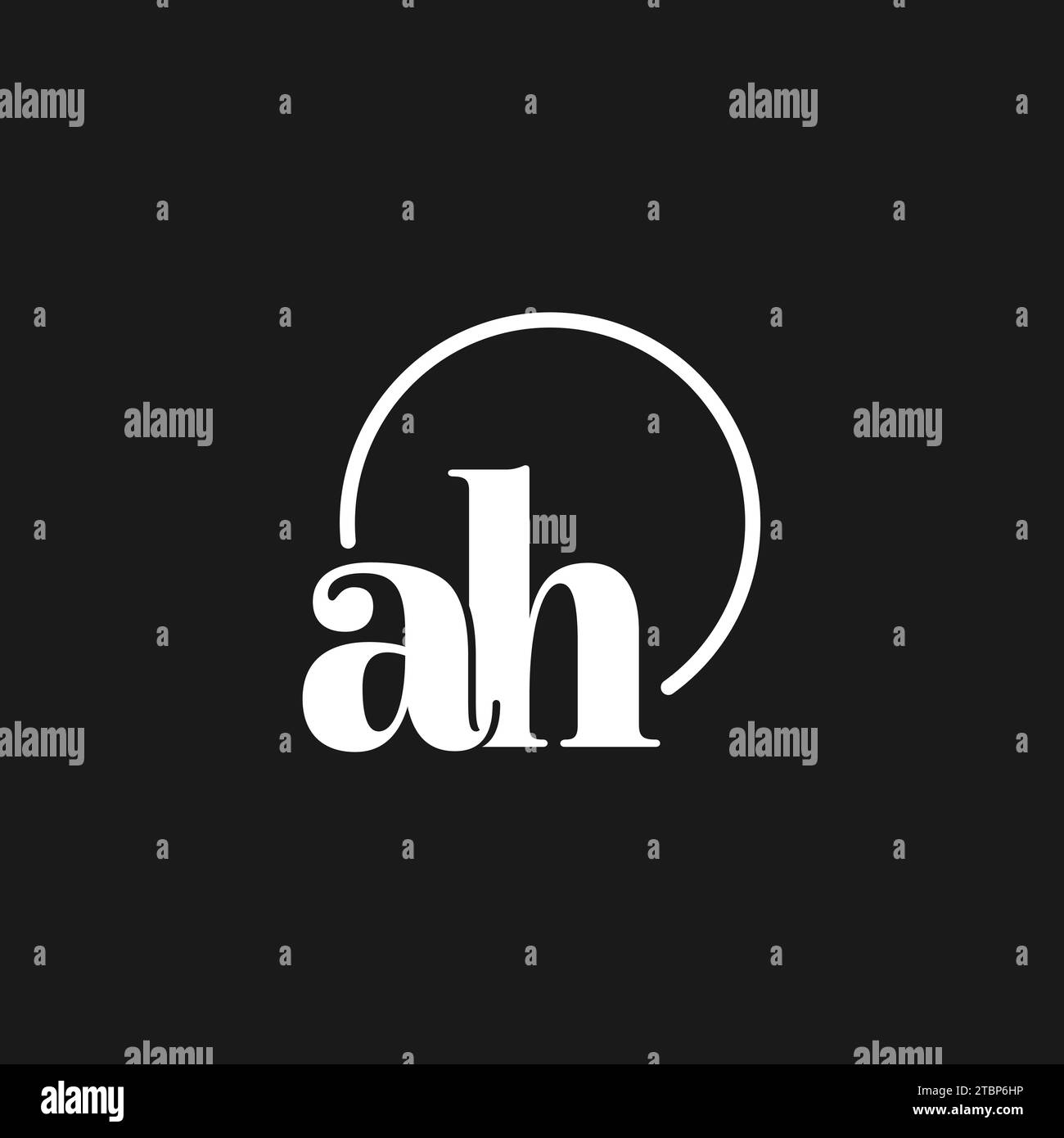 AH logo initials monogram with circular lines, minimalist and clean logo design, simple but classy style vector graphic Stock Vector