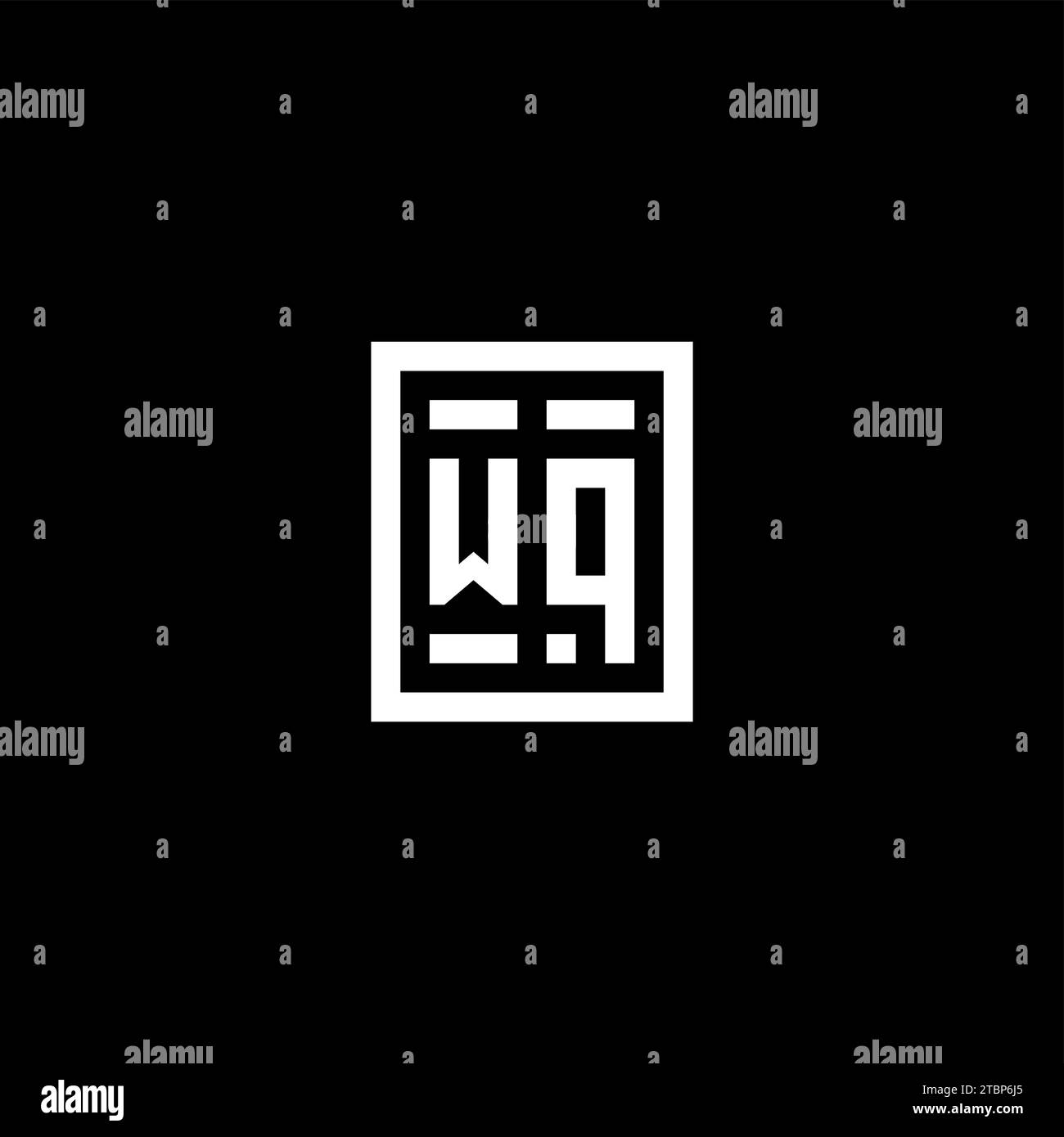 WQ initial logo with square rectangular shape style design ideas Stock Vector