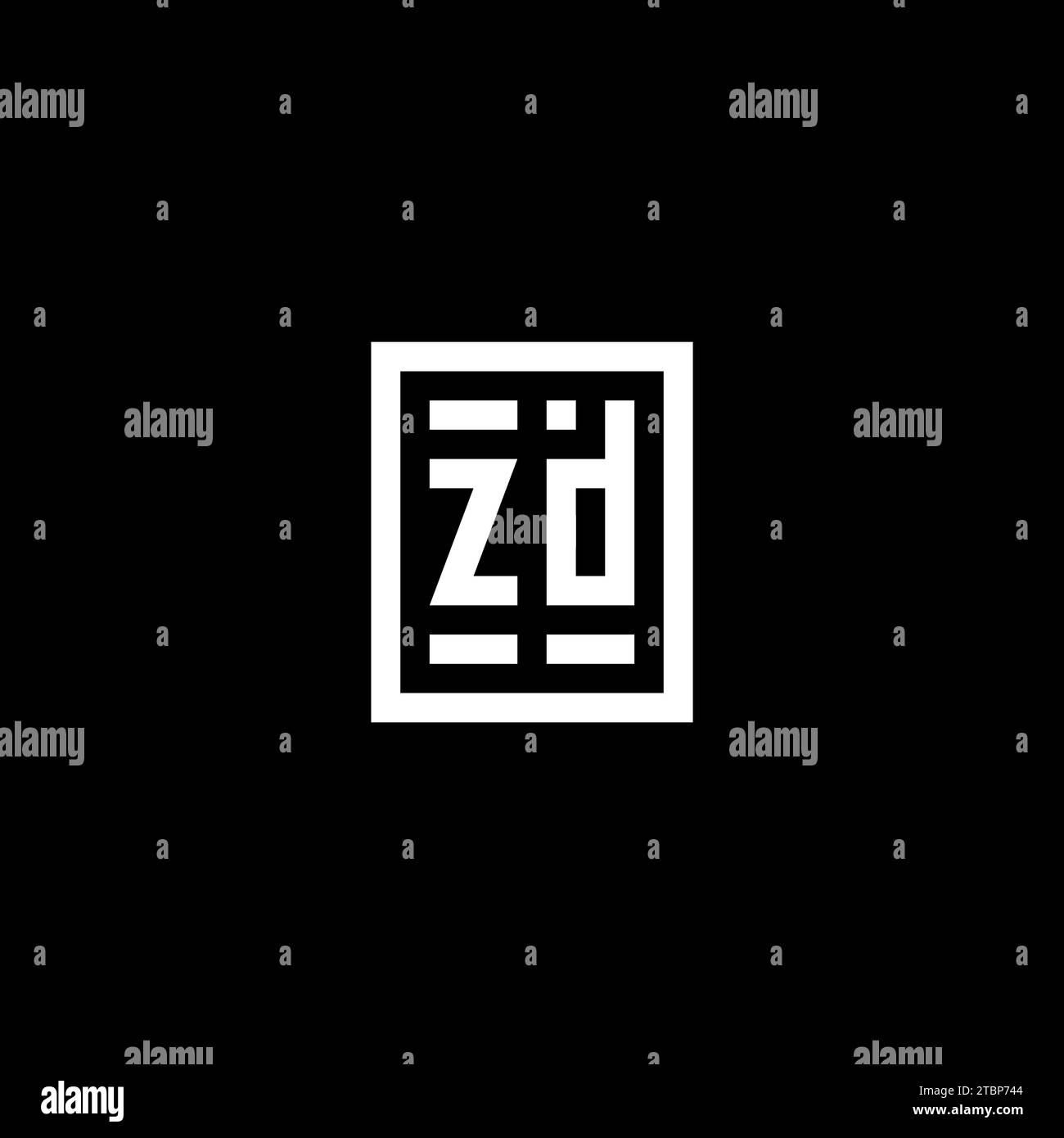 ZD Initial Logo With Square Rectangular Shape Style Design Ideas Stock 