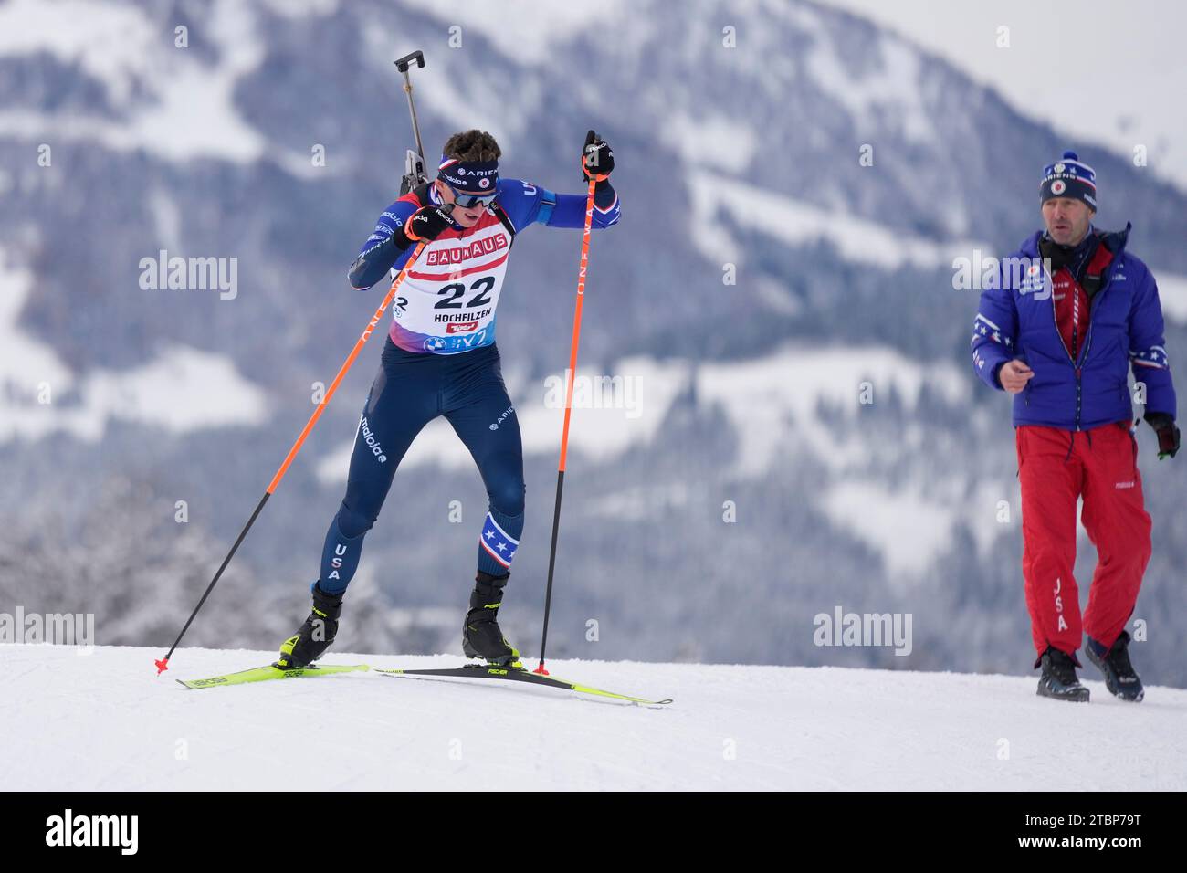 Maxime Germain of the United States competes during the men's Biathlon