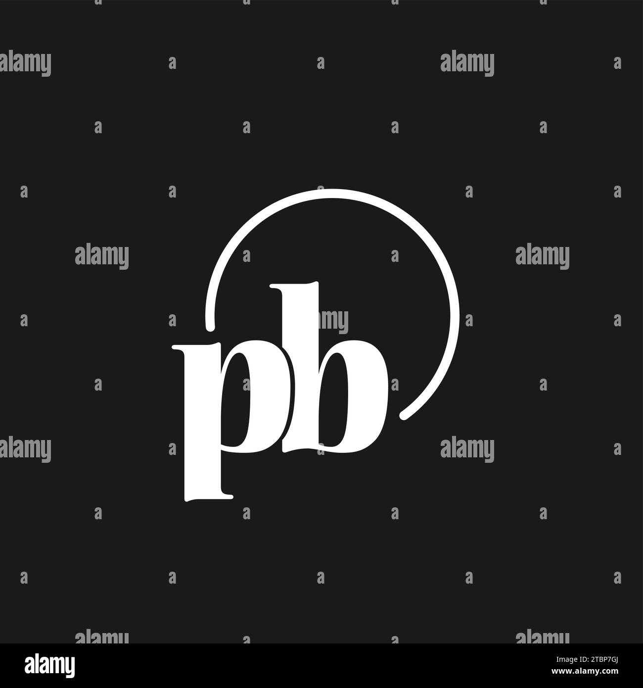 PB logo initials monogram with circular lines, minimalist and clean logo design, simple but classy style vector graphic Stock Vector