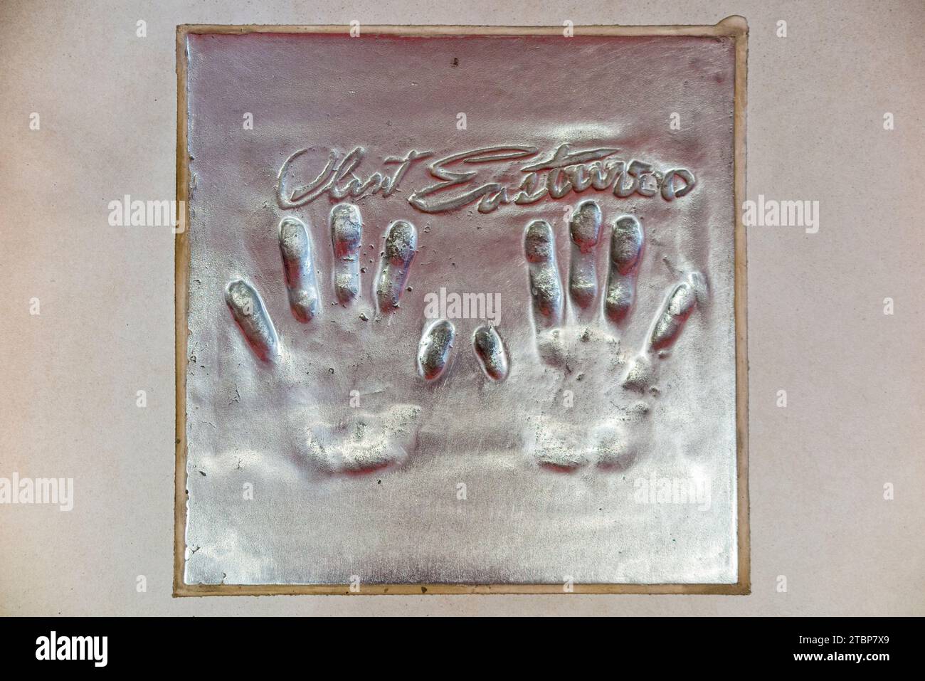 Clint Eastwood handprints on the Cannes Walk of Fame in Palace of
