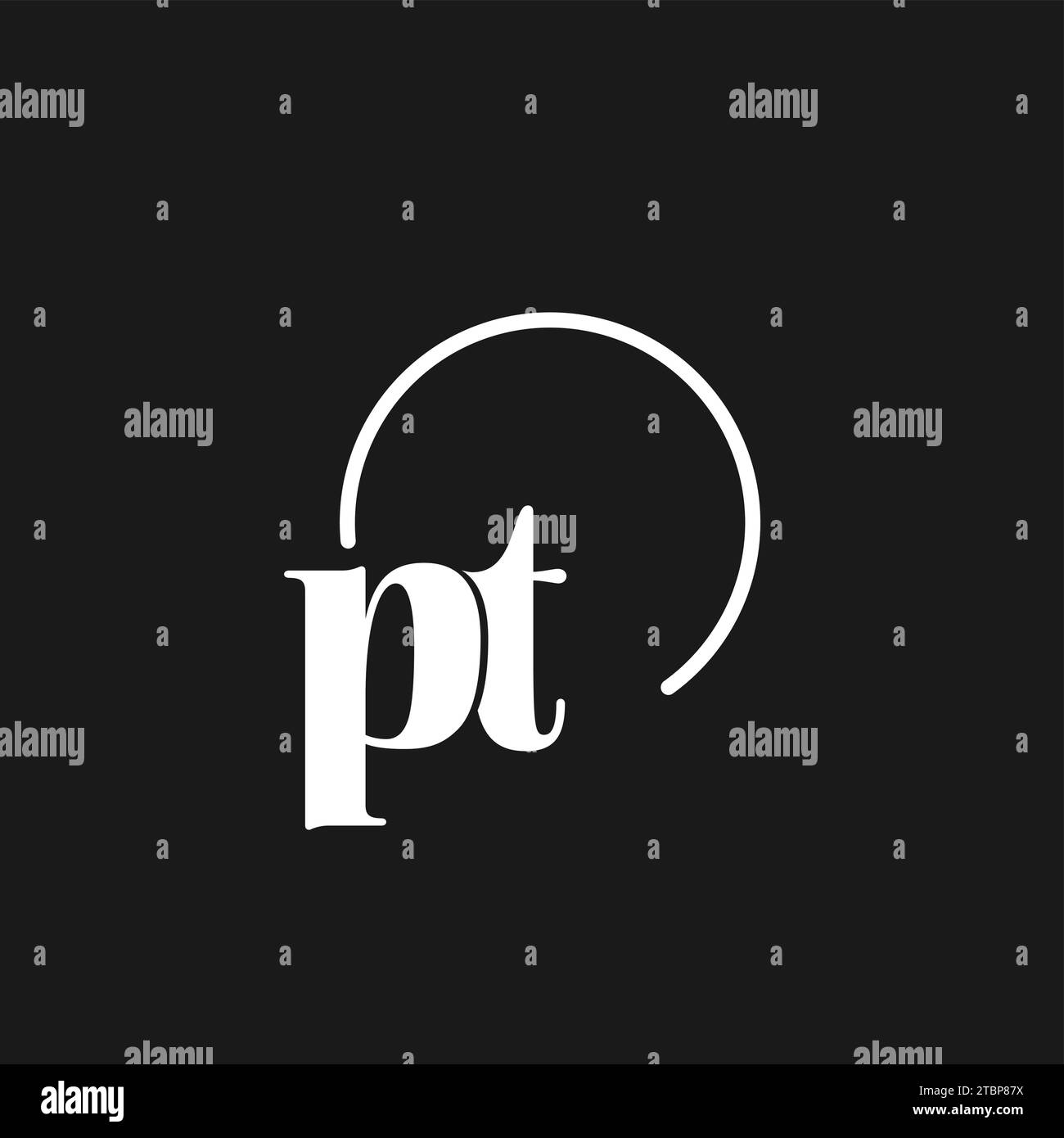 PT logo initials monogram with circular lines, minimalist and clean
