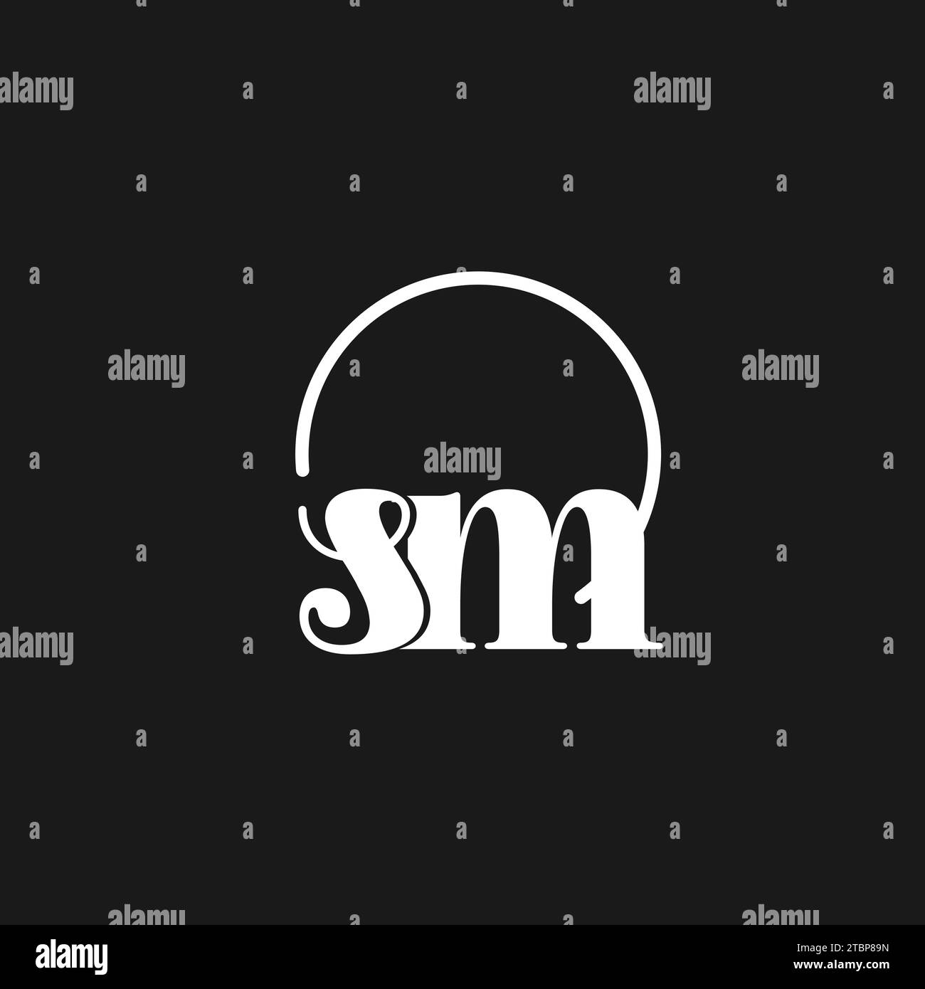 SM logo initials monogram with circular lines, minimalist and clean ...