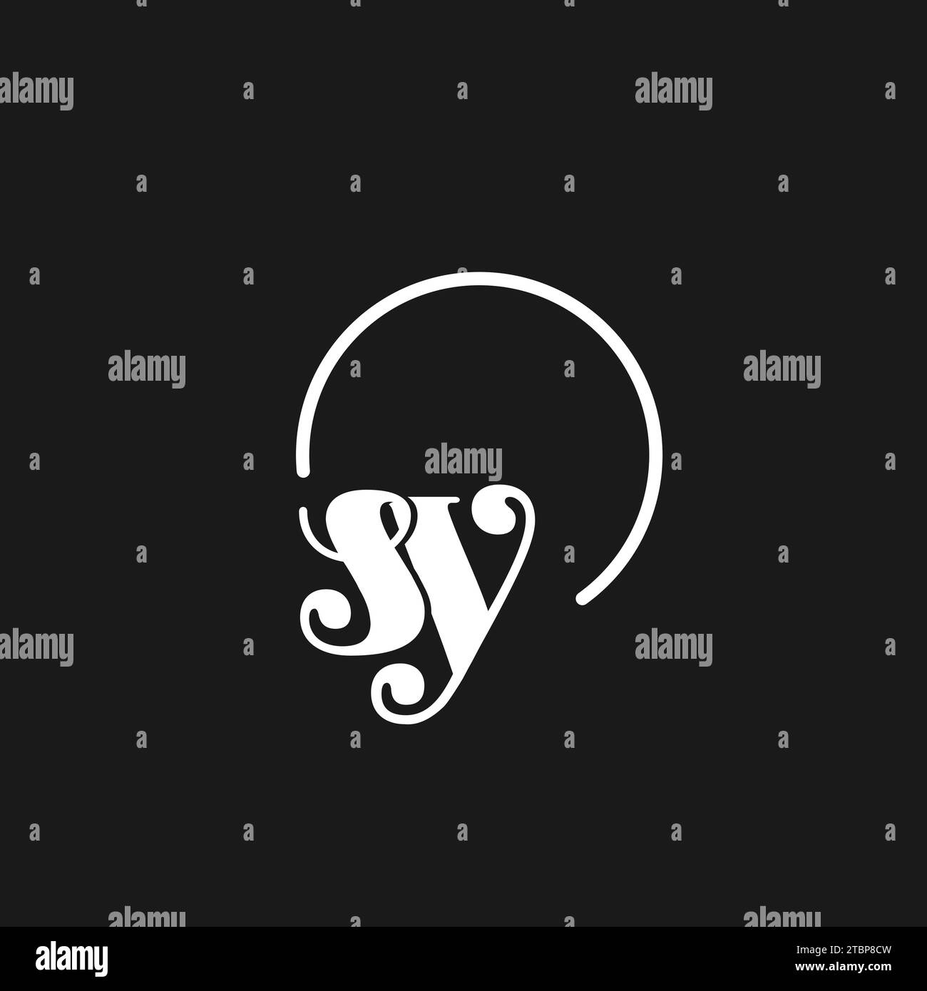 SY logo initials monogram with circular lines, minimalist and clean ...