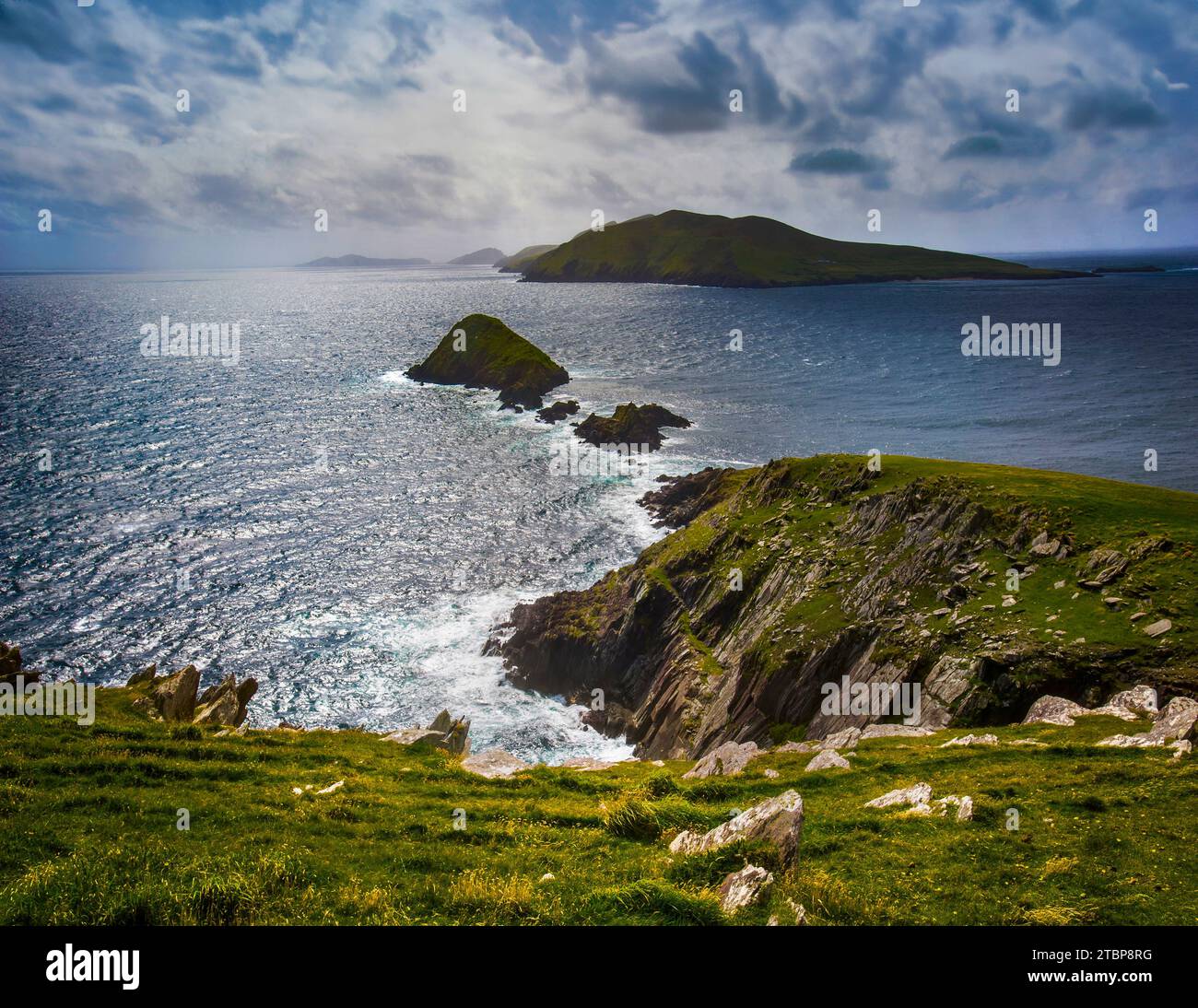 Dunmore Head, Dingle, County Kerry, Ireland, looking towards the Blasket Islands Stock Photo