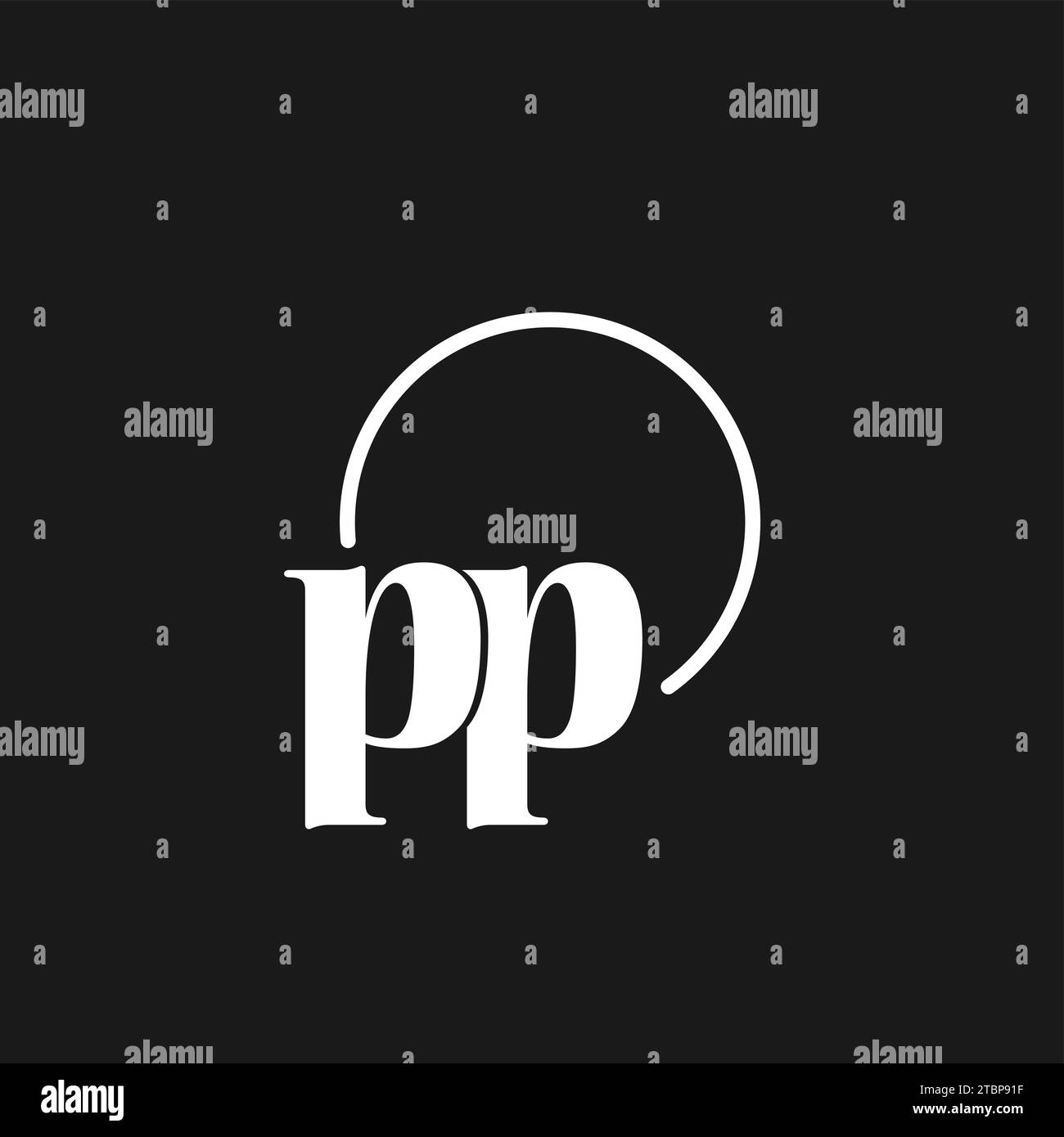 PP logo initials monogram with circular lines, minimalist and clean logo design, simple but classy style vector graphic Stock Vector