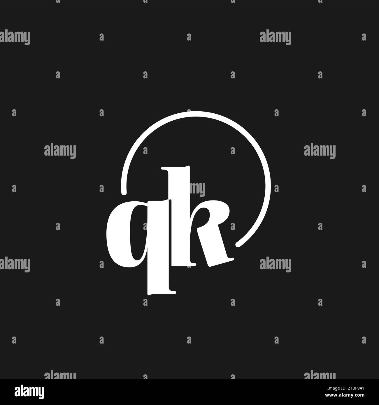 QK logo initials monogram with circular lines, minimalist and clean