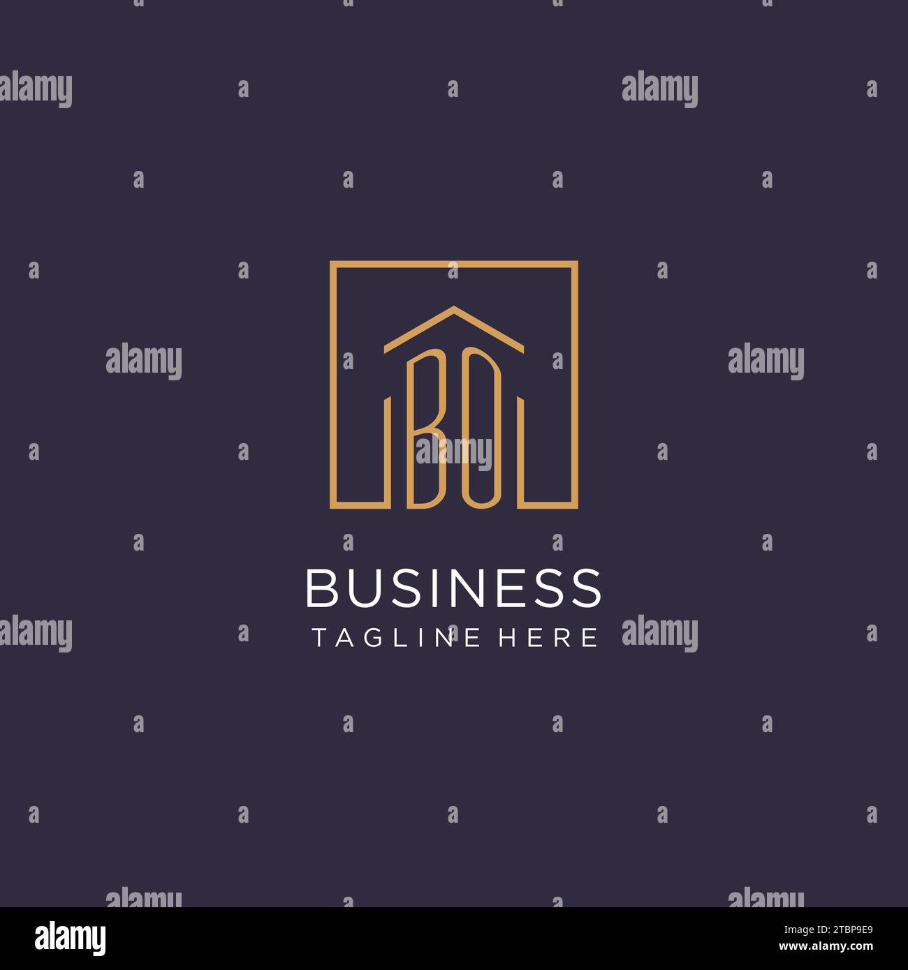 BO initial square logo design, modern and luxury real estate logo style design ideas Stock