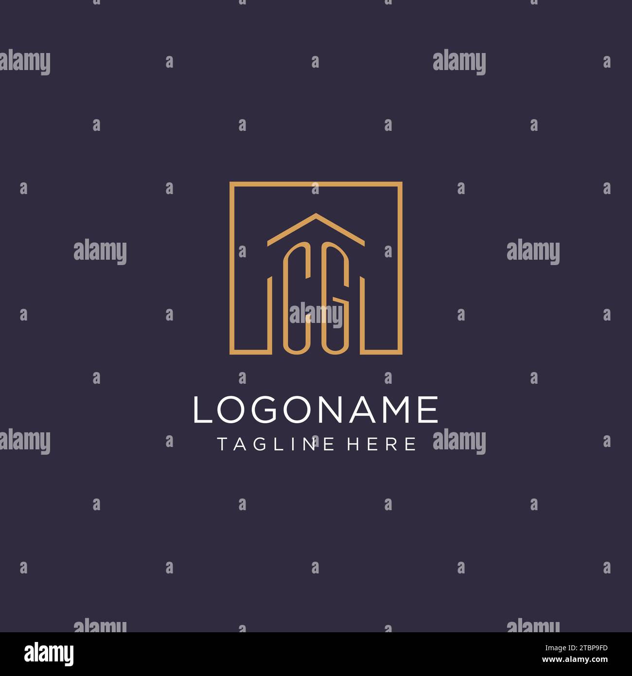 CG initial square logo design, modern and luxury real estate logo style design ideas Stock Vector