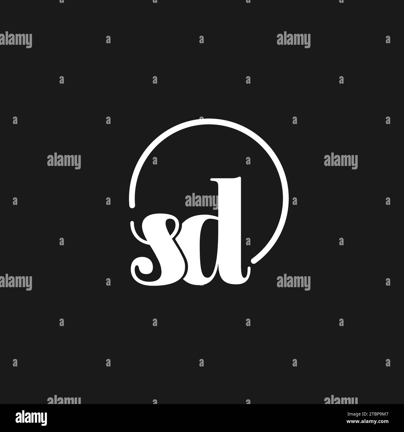 SD logo initials monogram with circular lines, minimalist and clean logo design, simple but classy style vector graphic Stock Vector