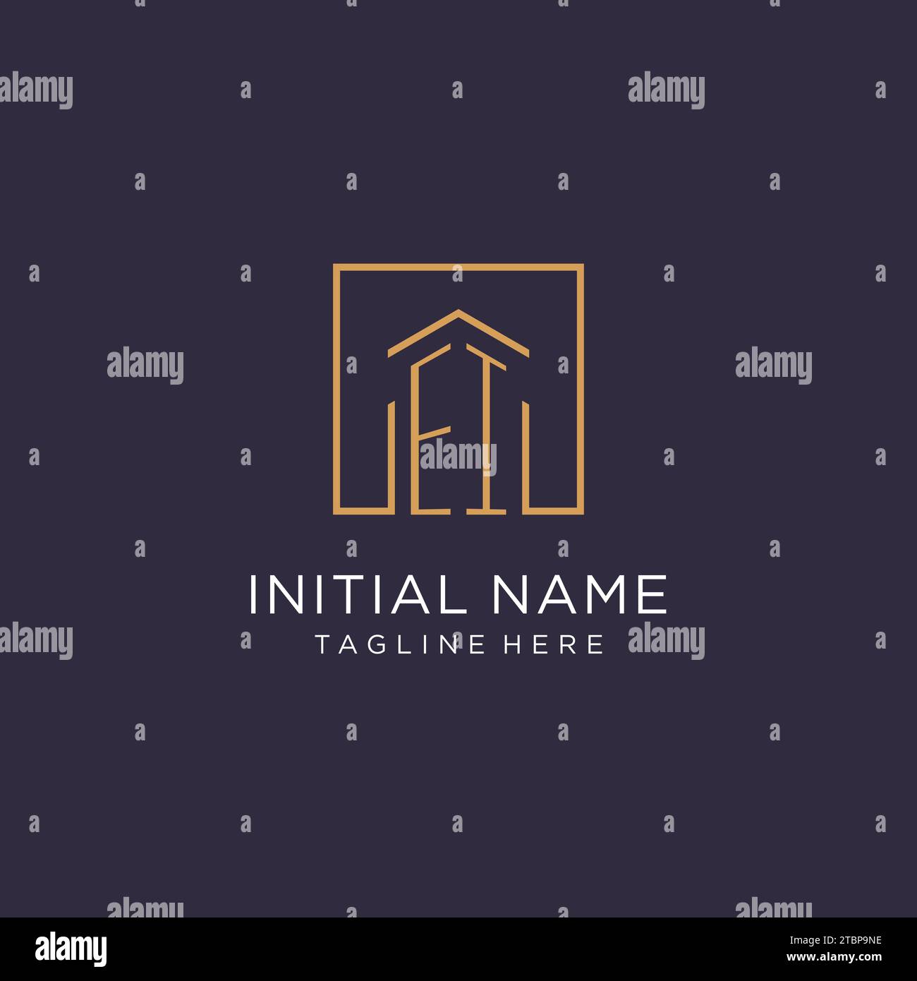 EI initial square logo design, modern and luxury real estate logo style ...
