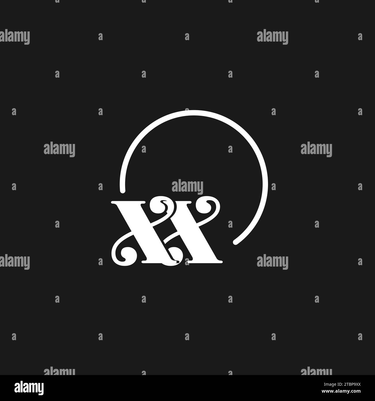 XX logo initials monogram with circular lines, minimalist and clean