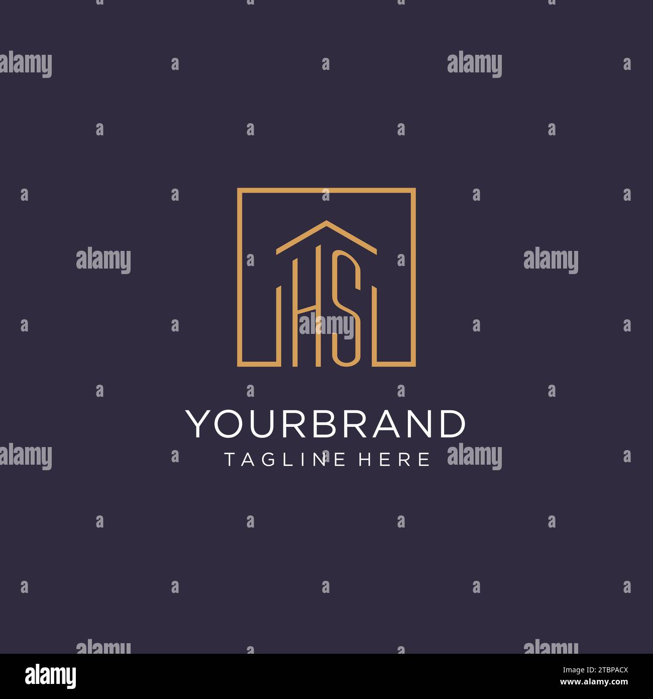 HS initial square logo design, modern and luxury real estate logo style design ideas Stock Vector