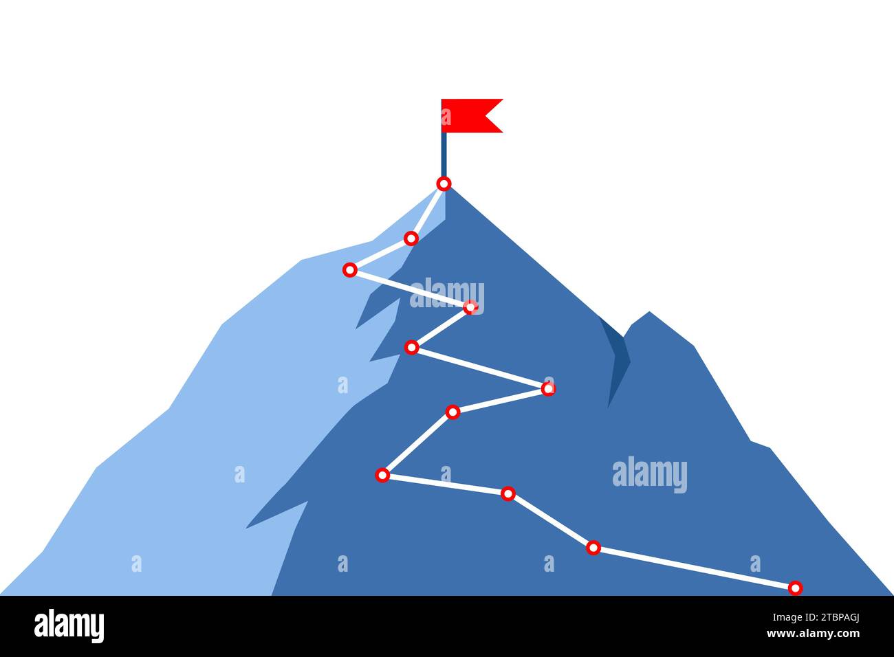 Mountain climbing route to peak. Concept illustration of career, top