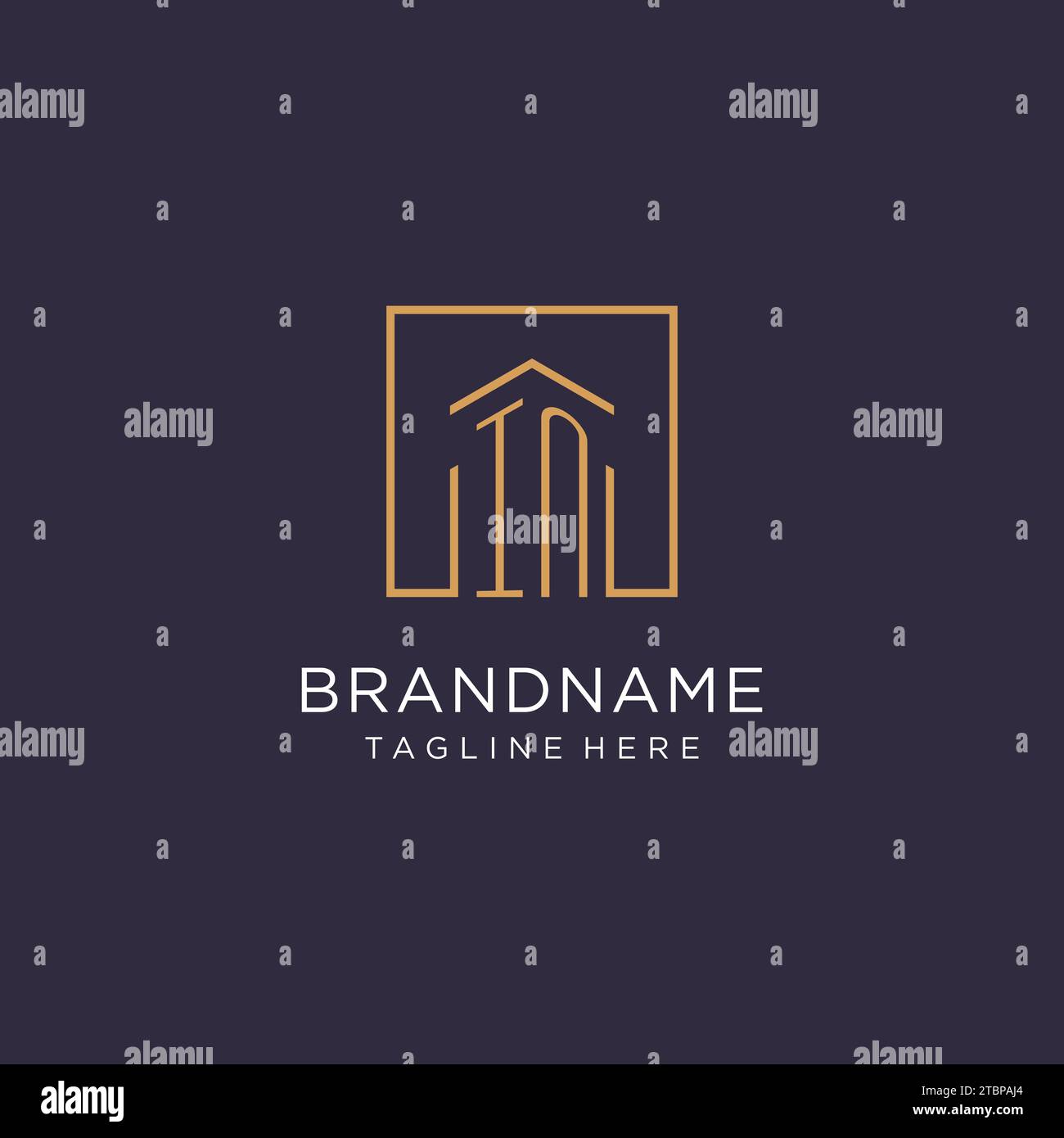 IN initial square logo design, modern and luxury real estate logo style ...