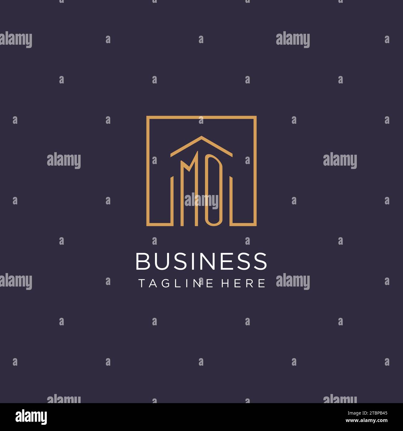 MO initial square logo design, modern and luxury real estate logo style design ideas Stock Vector
