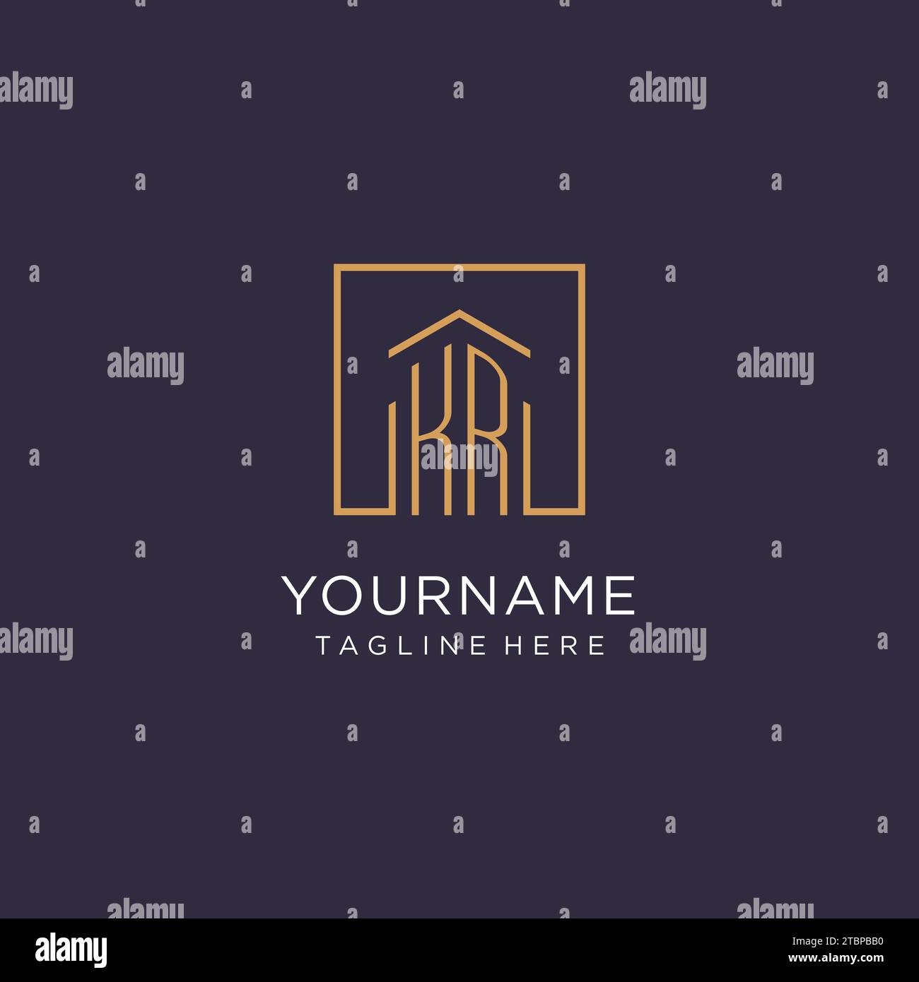 KR initial square logo design, modern and luxury real estate logo style design ideas Stock Vector